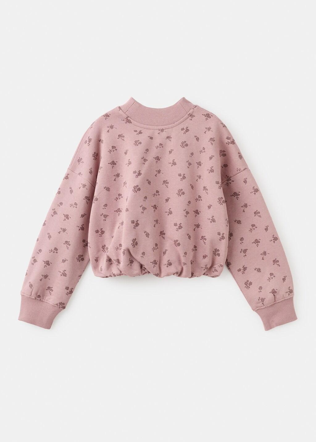 Pink Embroidered Sweatshirt With Floral Pattern, Kids Girl, Pink, medium
