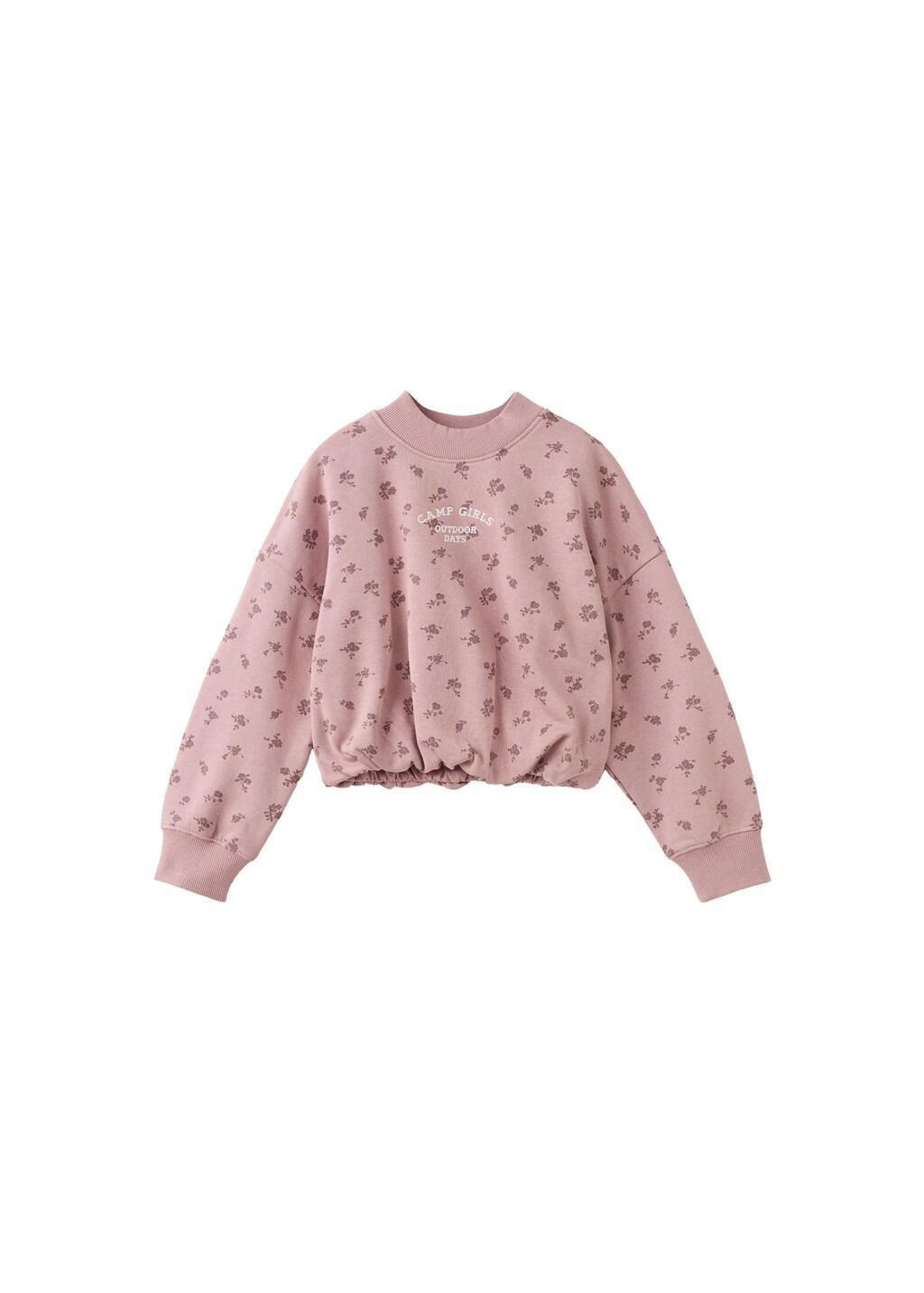 Pink Embroidered Sweatshirt With Floral Pattern, Kids Girl, Pink, large image number 6
