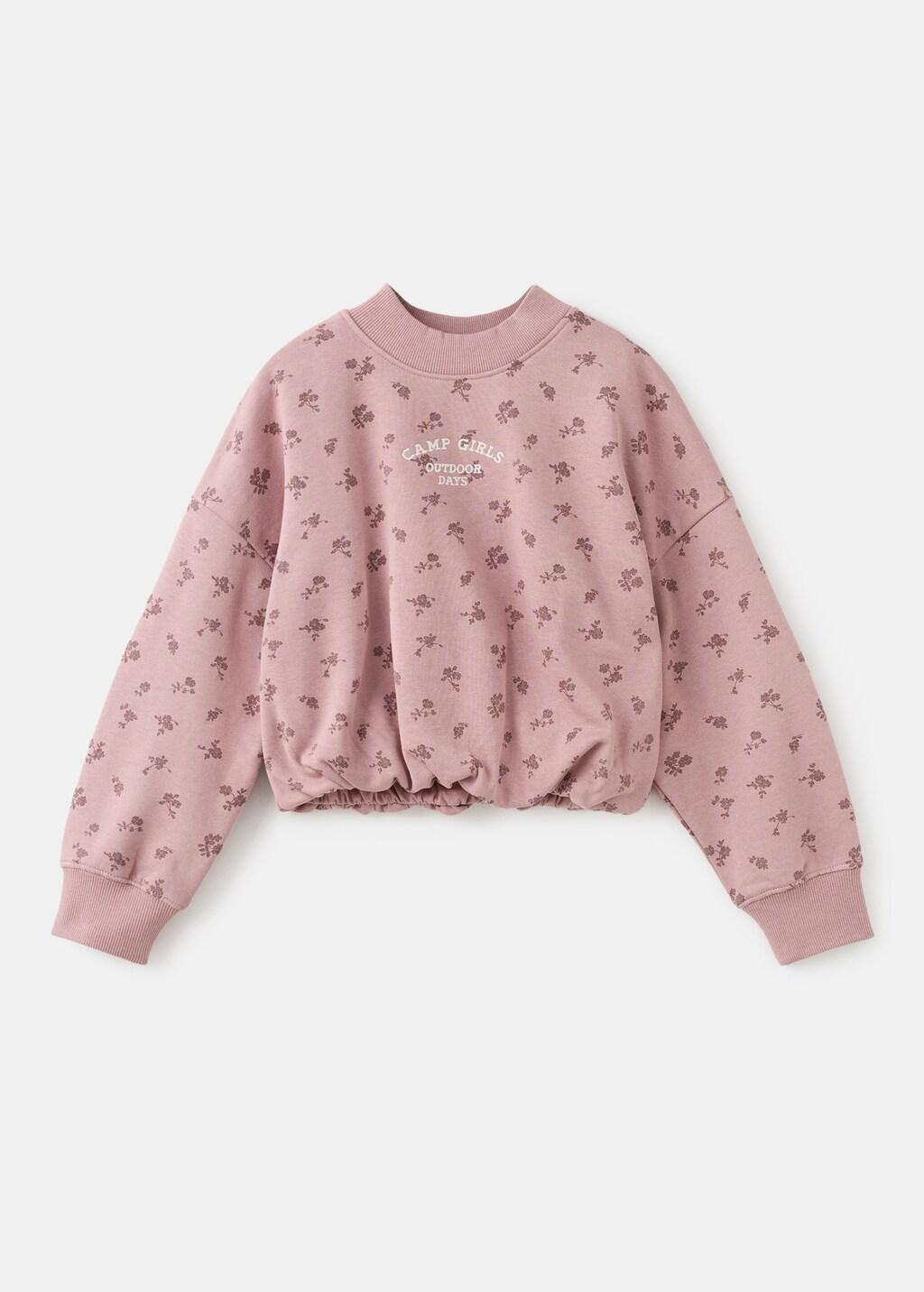 Pink Embroidered Sweatshirt With Floral Pattern, Kids Girl, Pink, large image number 7