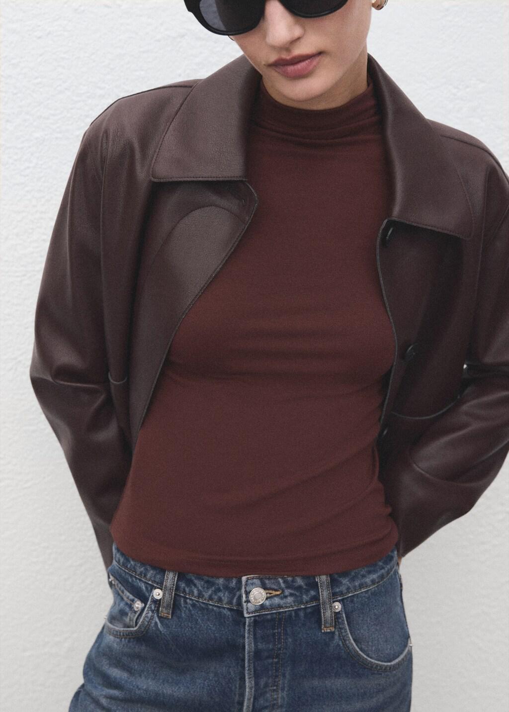 Brown Turtleneck T-Shirt, 0201_30, large image number 4