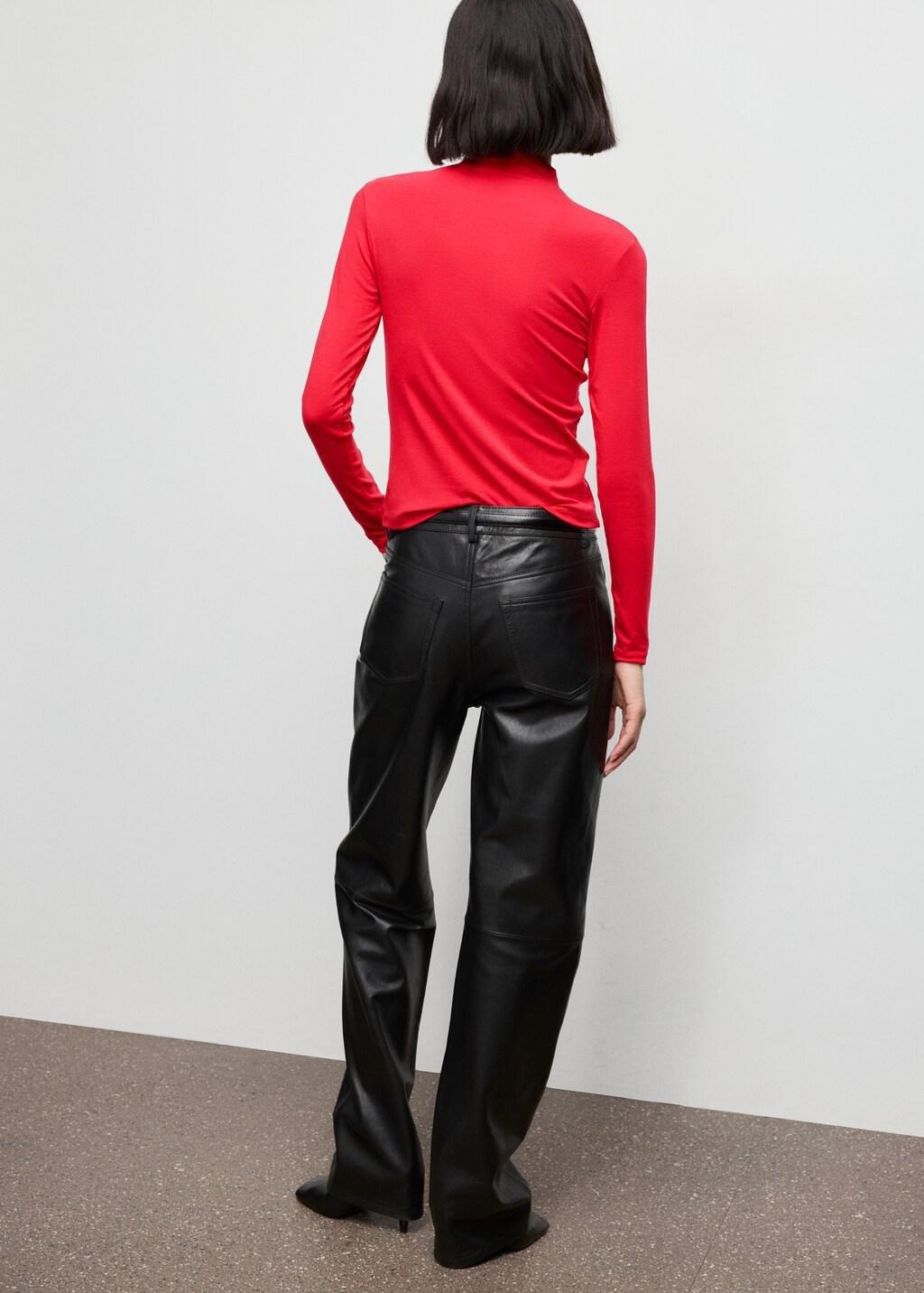 Red Turtleneck T-Shirt, 0201_70, medium