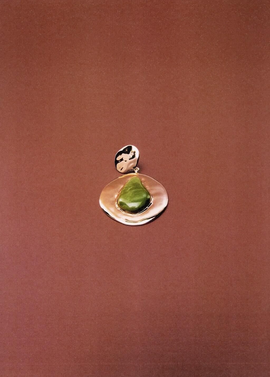 GREEN Combined resin hanging earrings, 0201_43, large image number 2