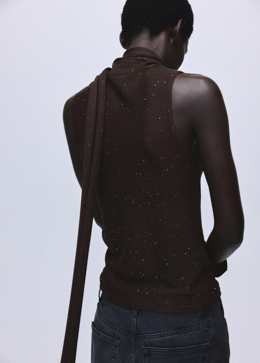 BROWN Shiny top with foulard, 0201_30, large image number 2