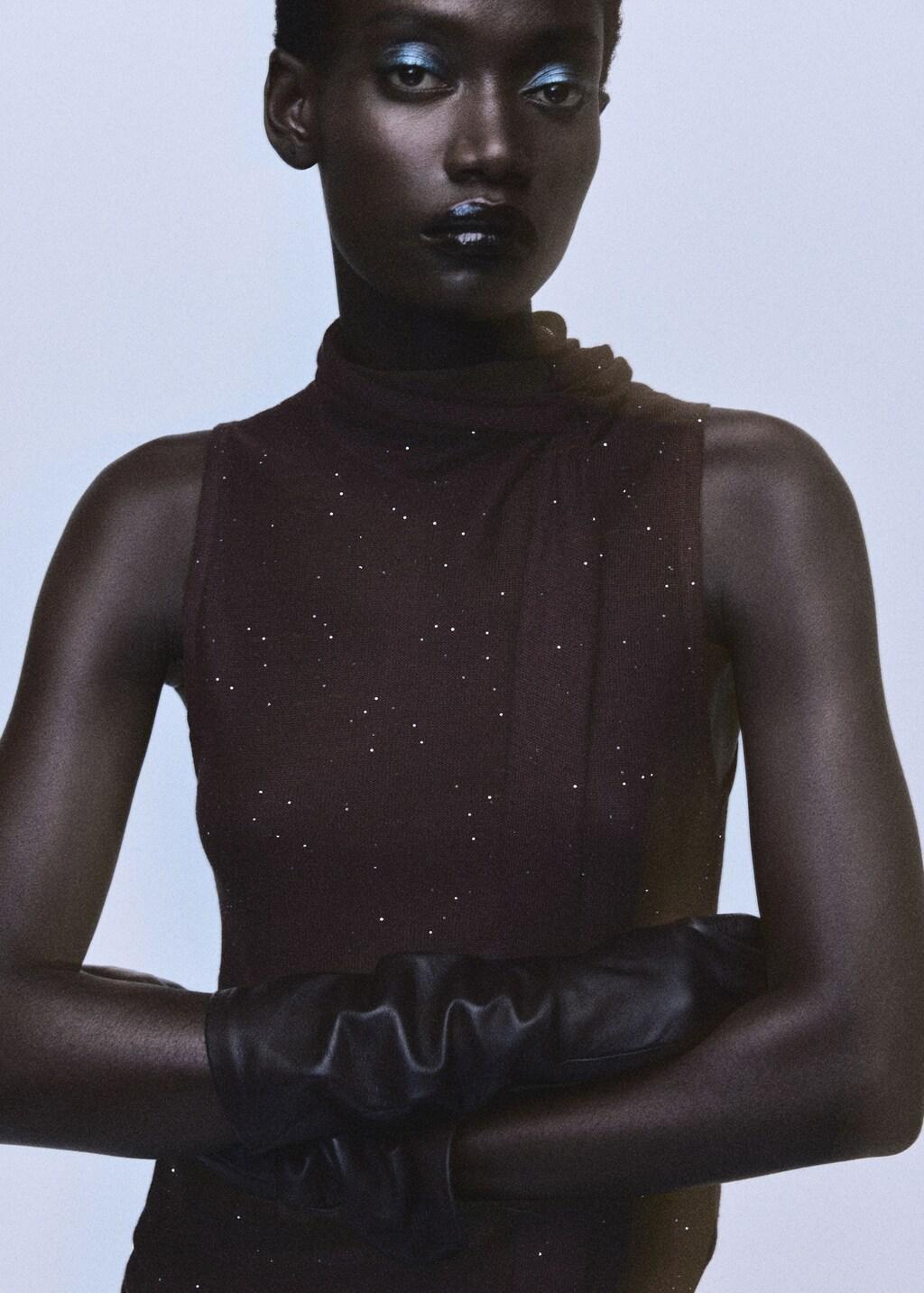 BROWN Shiny top with foulard, 0201_30, large image number 3