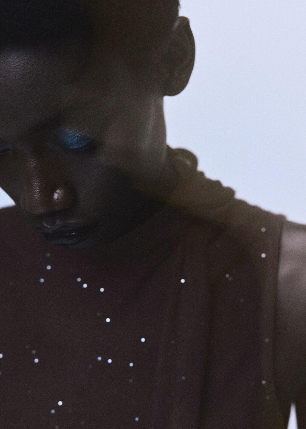 BROWN Shiny top with foulard, Brown, large image number 4