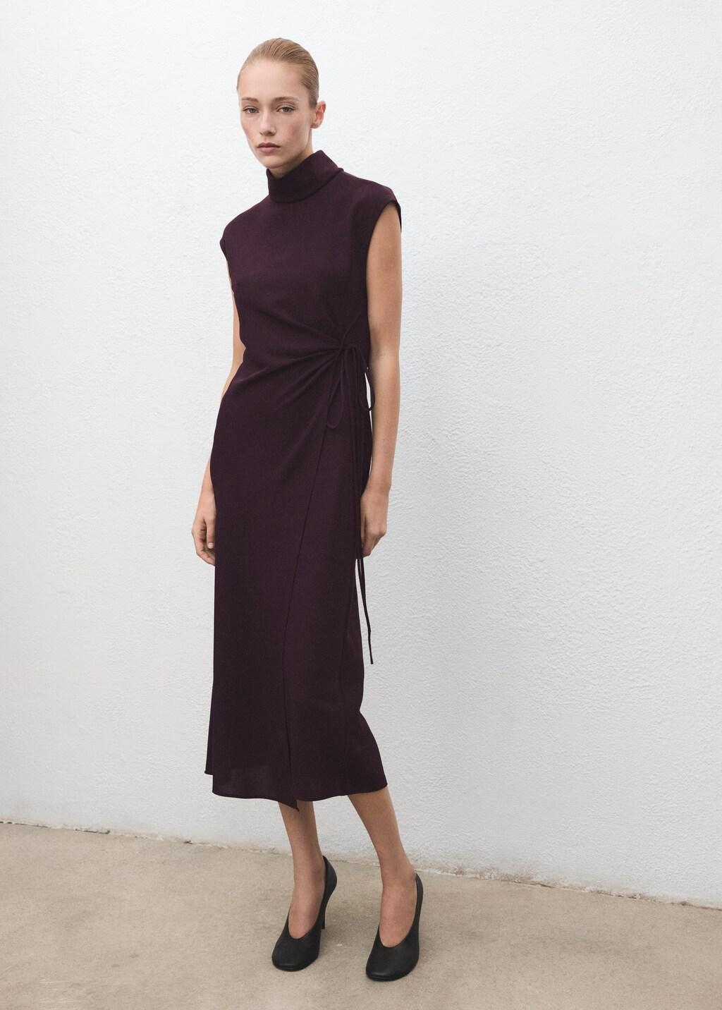 Purple Turtleneck Wrap Dress, 0201_65, medium
