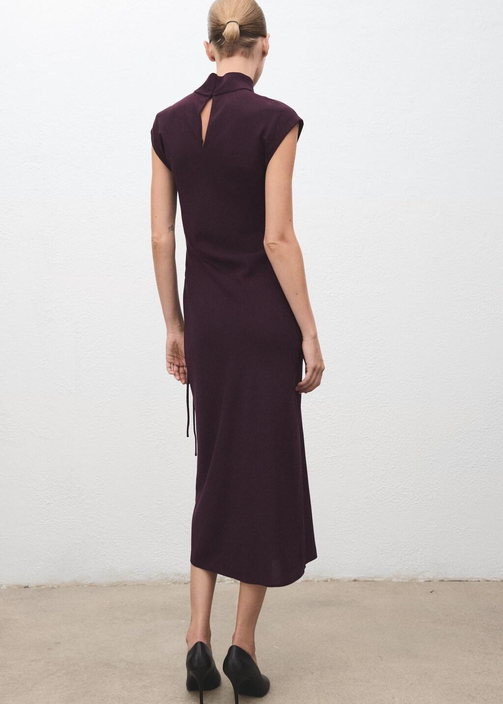 Purple Turtleneck Wrap Dress, 0201_65, large image number 2