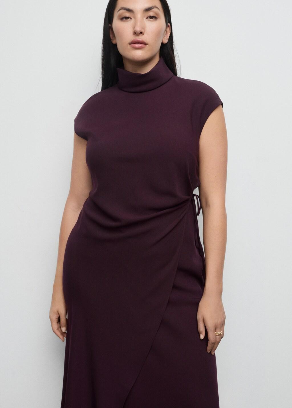 Purple Turtleneck Wrap Dress, 0201_65, large image number 6