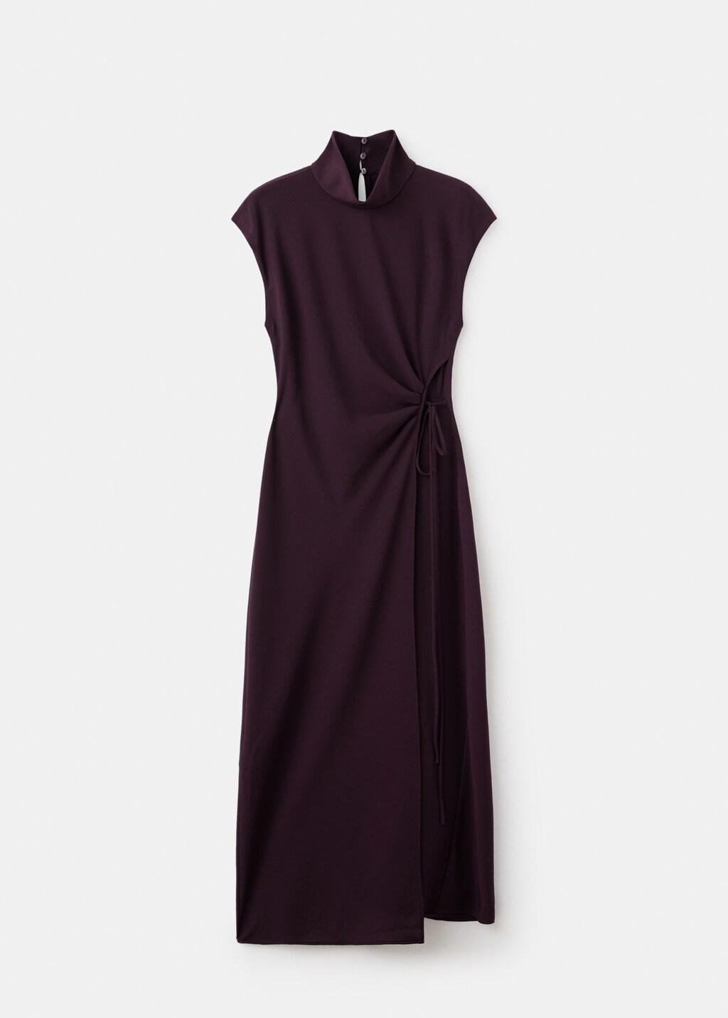Purple Turtleneck Wrap Dress, 0201_65, large image number 8