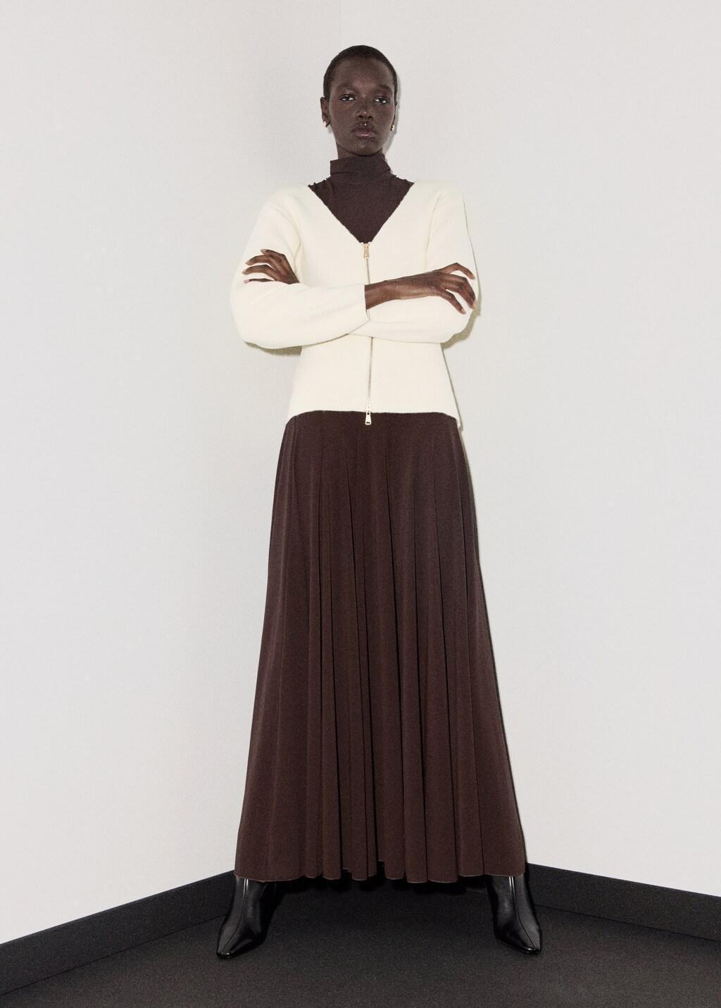 LIGHT BEIGE Knitted jacket with zip, 0201_05, large image number 0