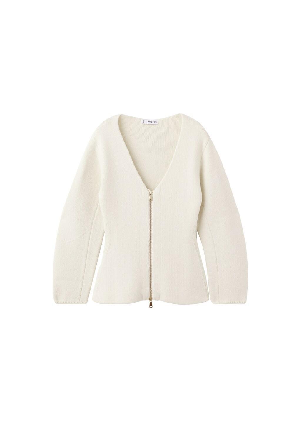 LIGHT BEIGE Knitted jacket with zip, 0201_05, large image number 5