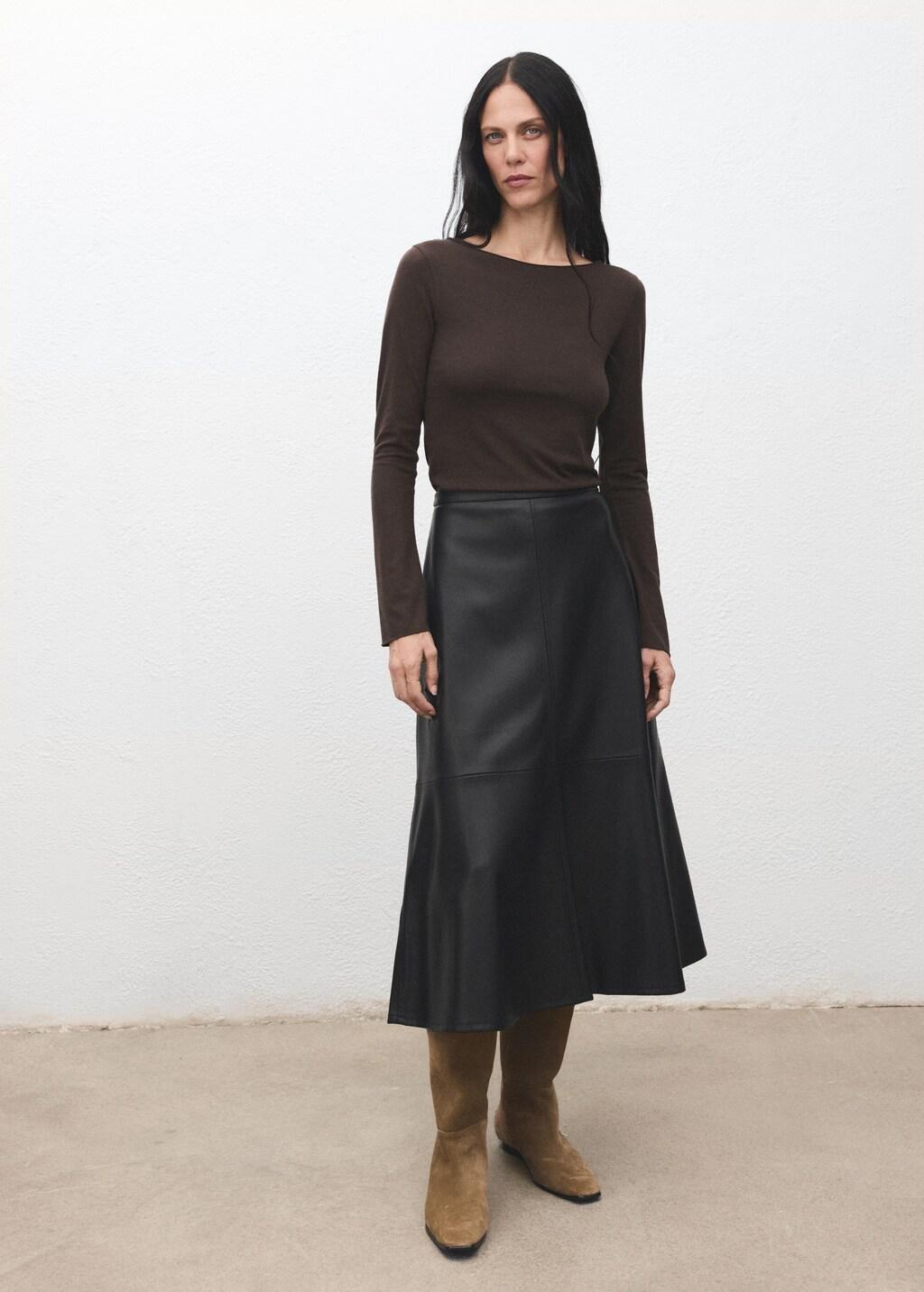 Brown Boat Neck T-Shirt, Brown, large image number 0