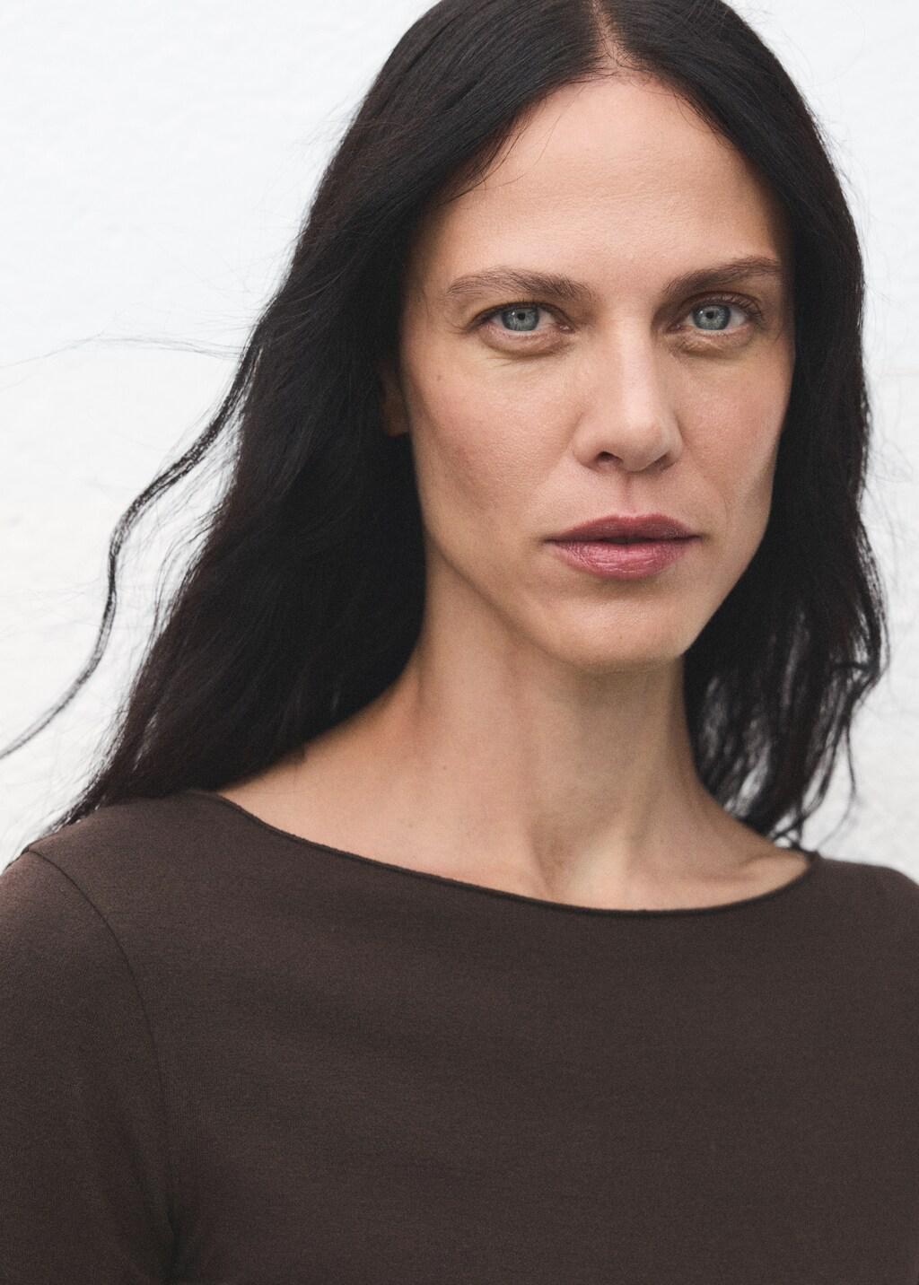 Brown Boat Neck T-Shirt, Brown, large image number 4