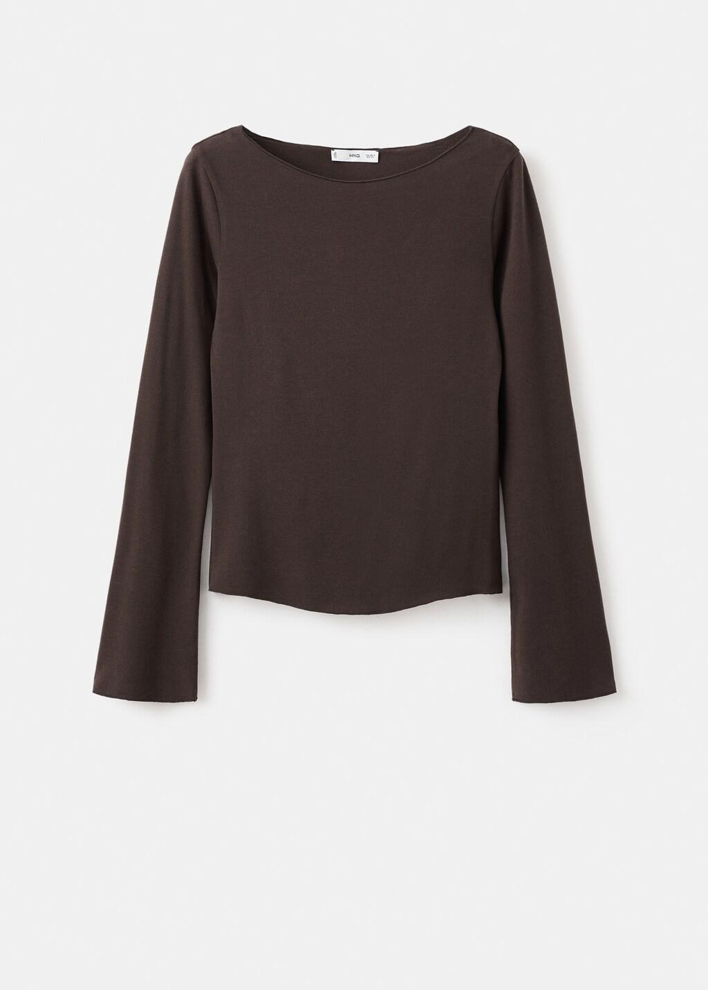 Brown Boat Neck T-Shirt, Brown, large image number 7