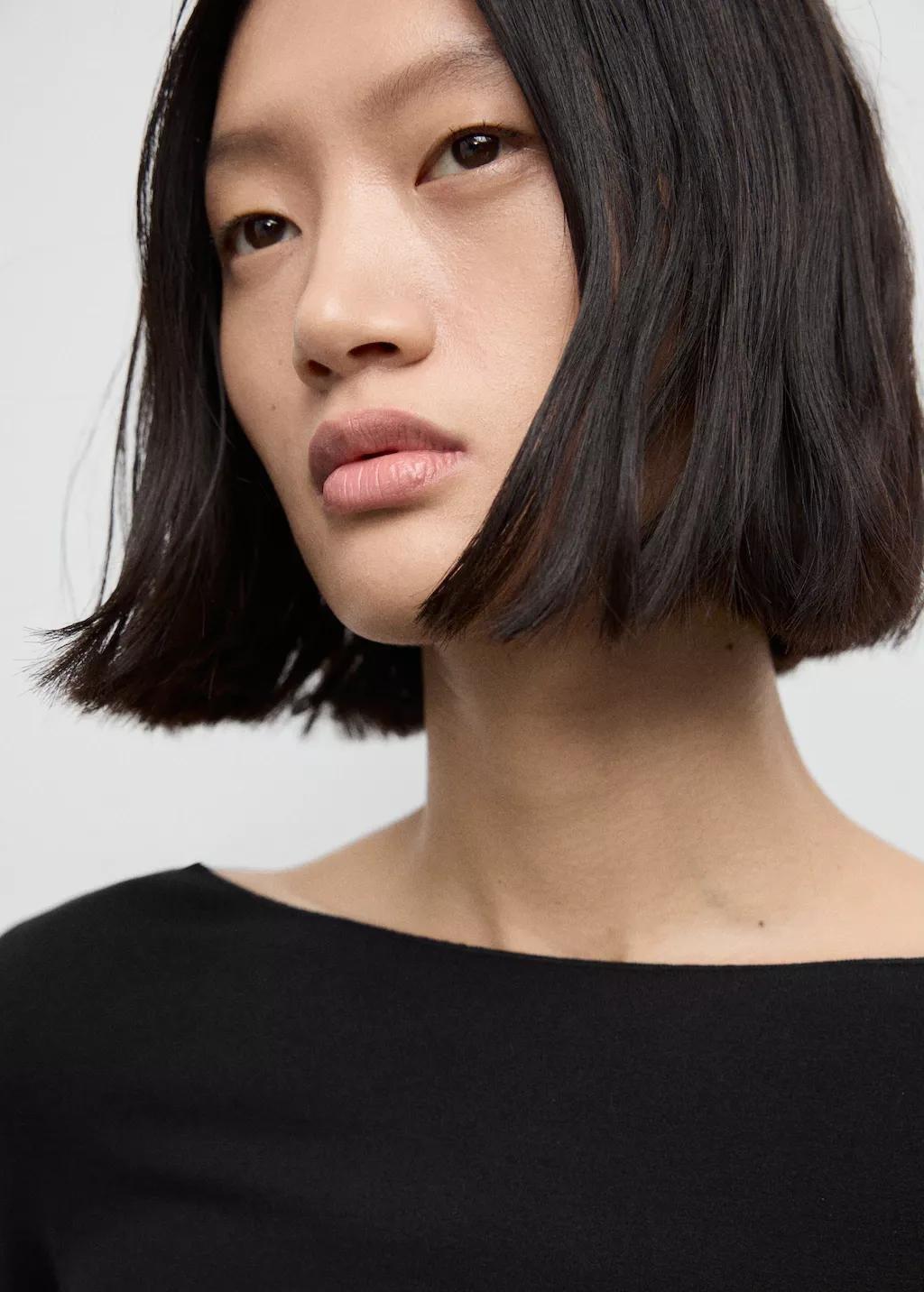 Black Boat Neck T-Shirt, 0201_99, large image number 4