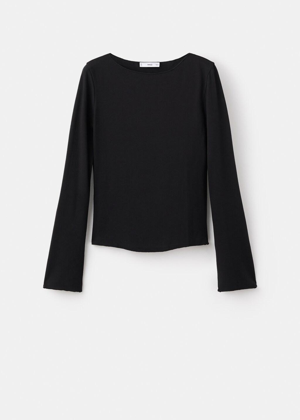 Black Boat Neck T-Shirt, 0201_99, large image number 7