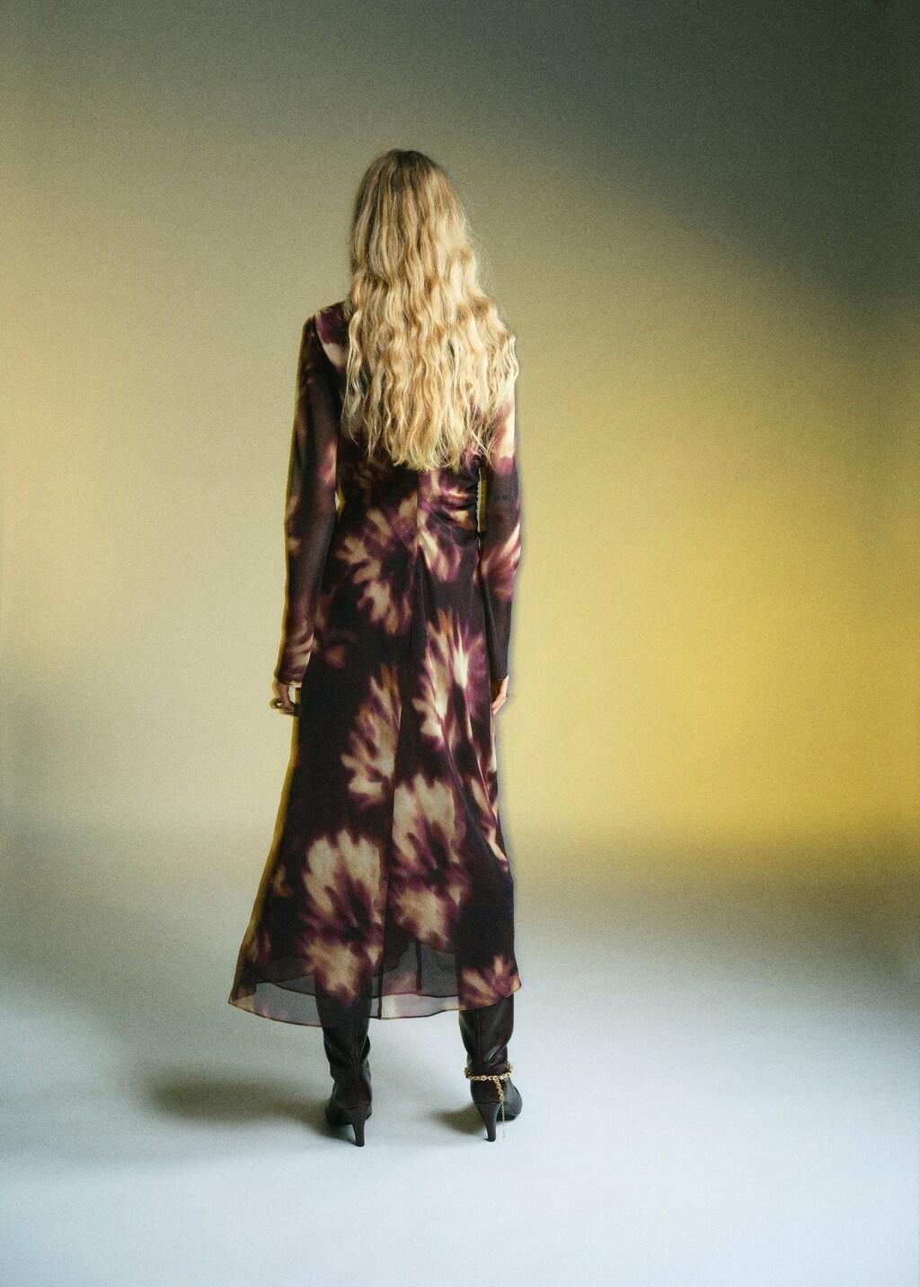 Red Tie-Dye Ruched Dress, 0201_78, large image number 2