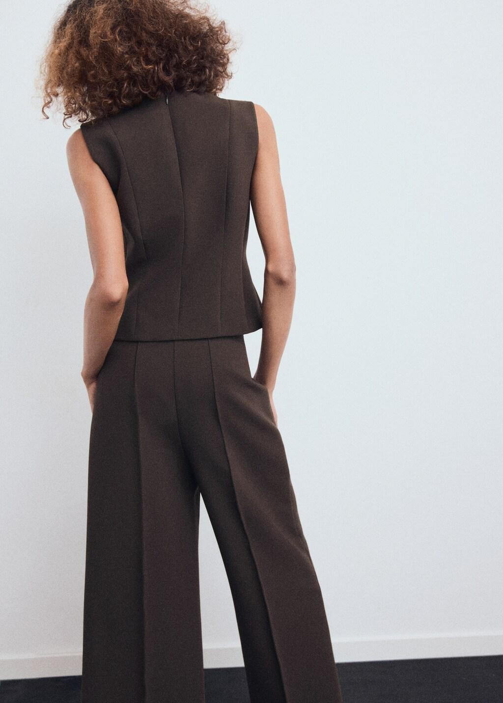 Brown V-Neck Blouse With Bows, Brown, medium