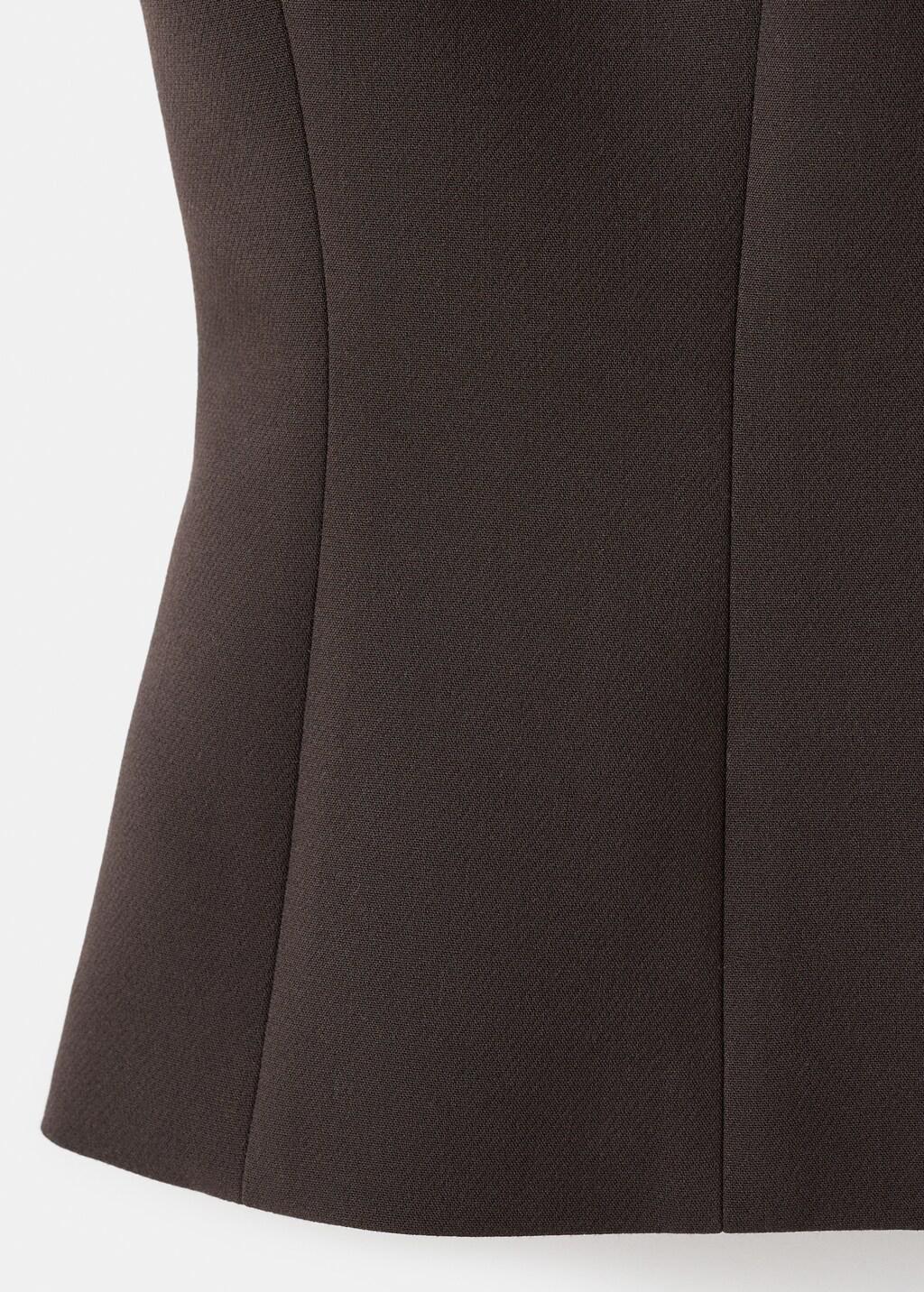 Brown V-Neck Blouse With Bows, Brown, large image number 4