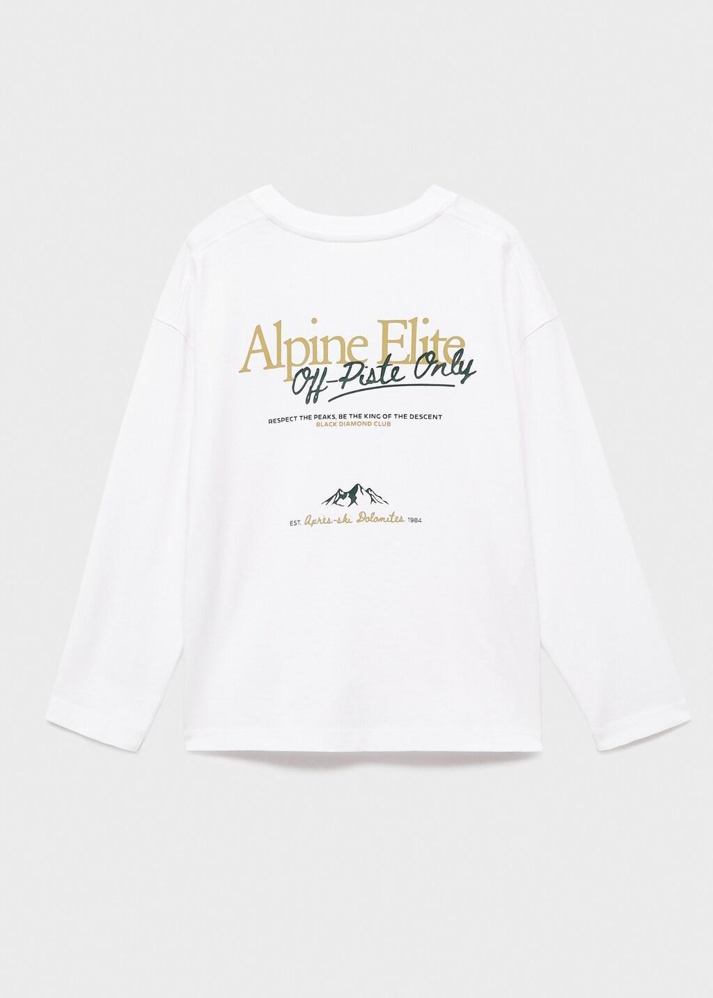 White Printed Long Sleeve T-Shirt, Kids Boy, Natural White, large image number 1