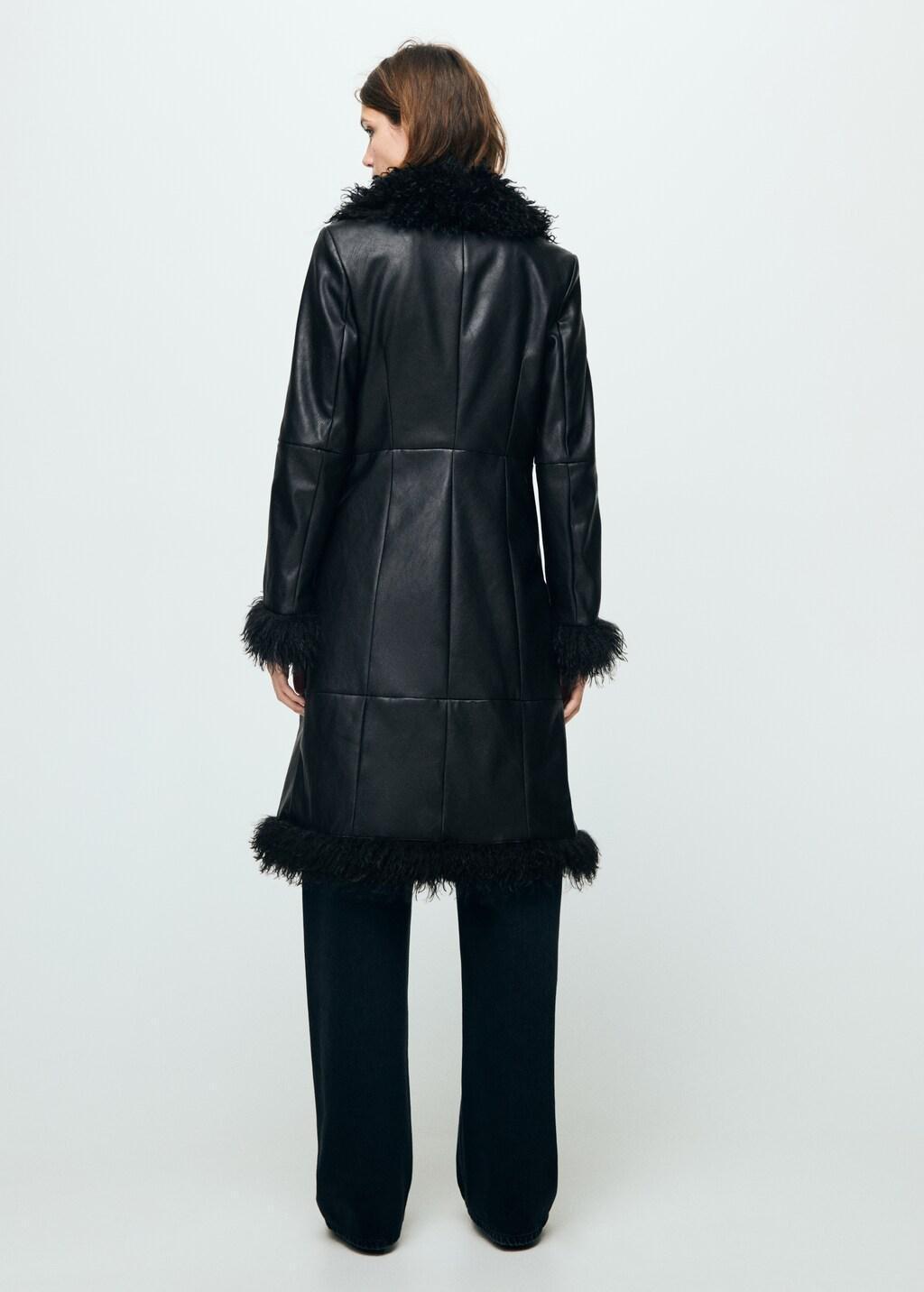 Black Faux-Leather Coat With Fur Trim, 0201_99, medium