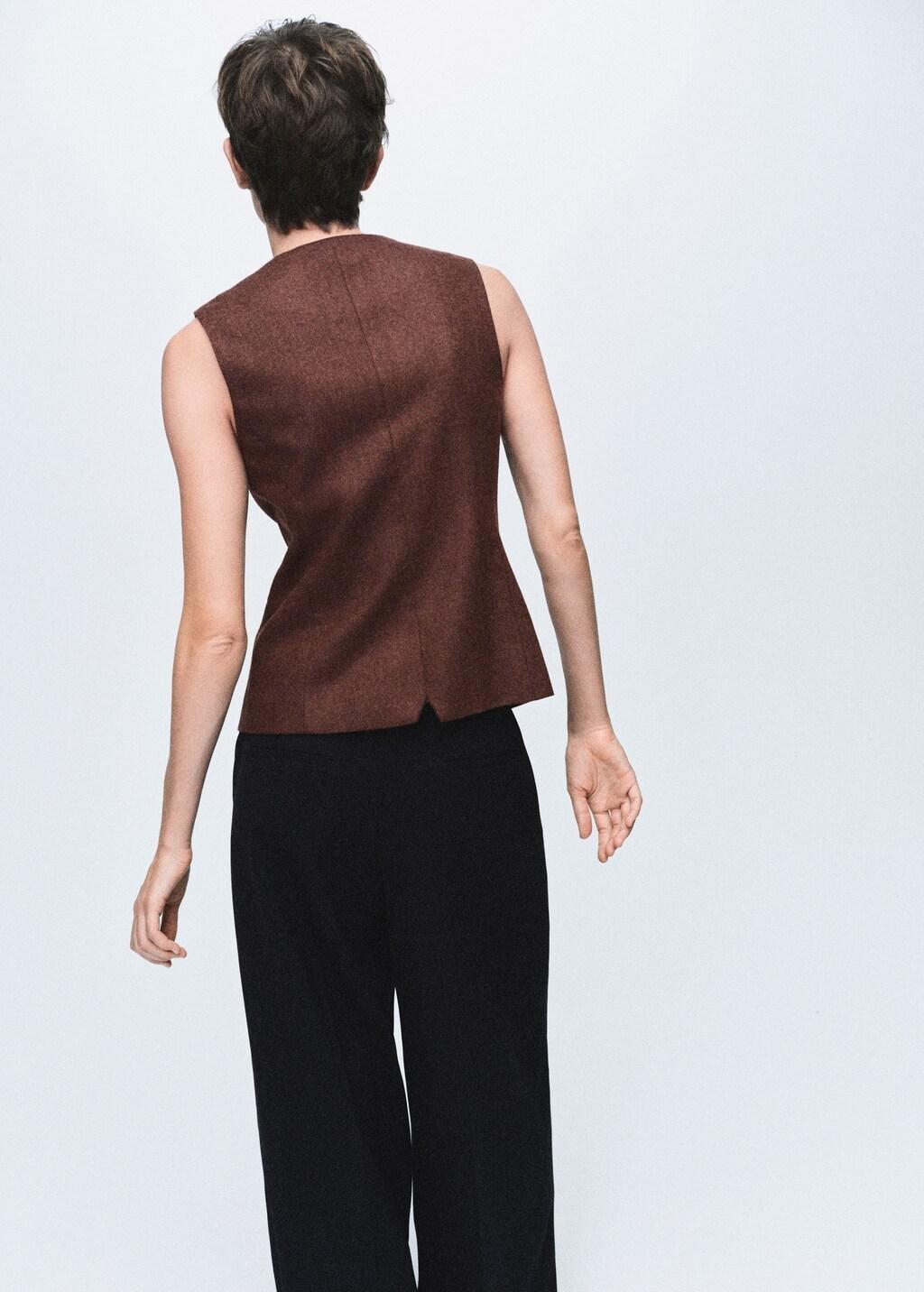 MEDIUM BROWN Wool-blend gilet with buttons, 0201_31, large image number 2