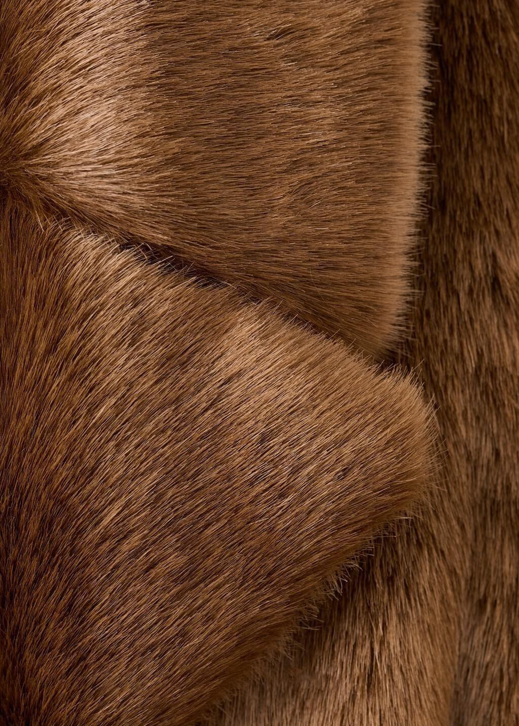 MEDIUM BROWN Fur-effect coat with belt, Medium Brown, large image number 1