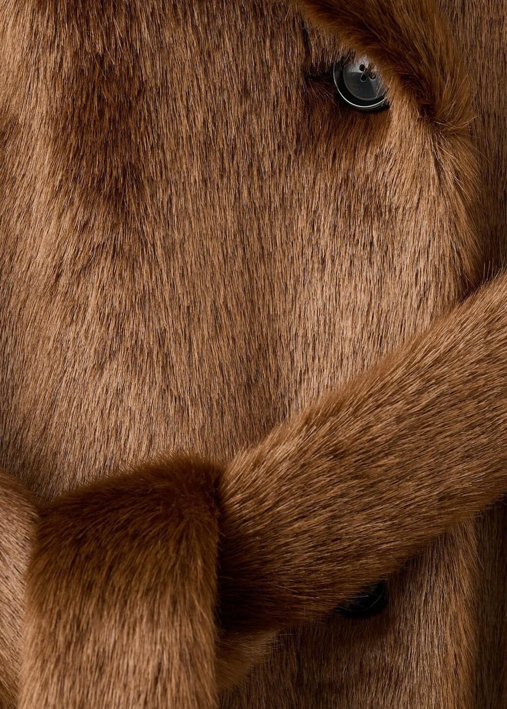 MEDIUM BROWN Fur-effect coat with belt, Medium Brown, large image number 5