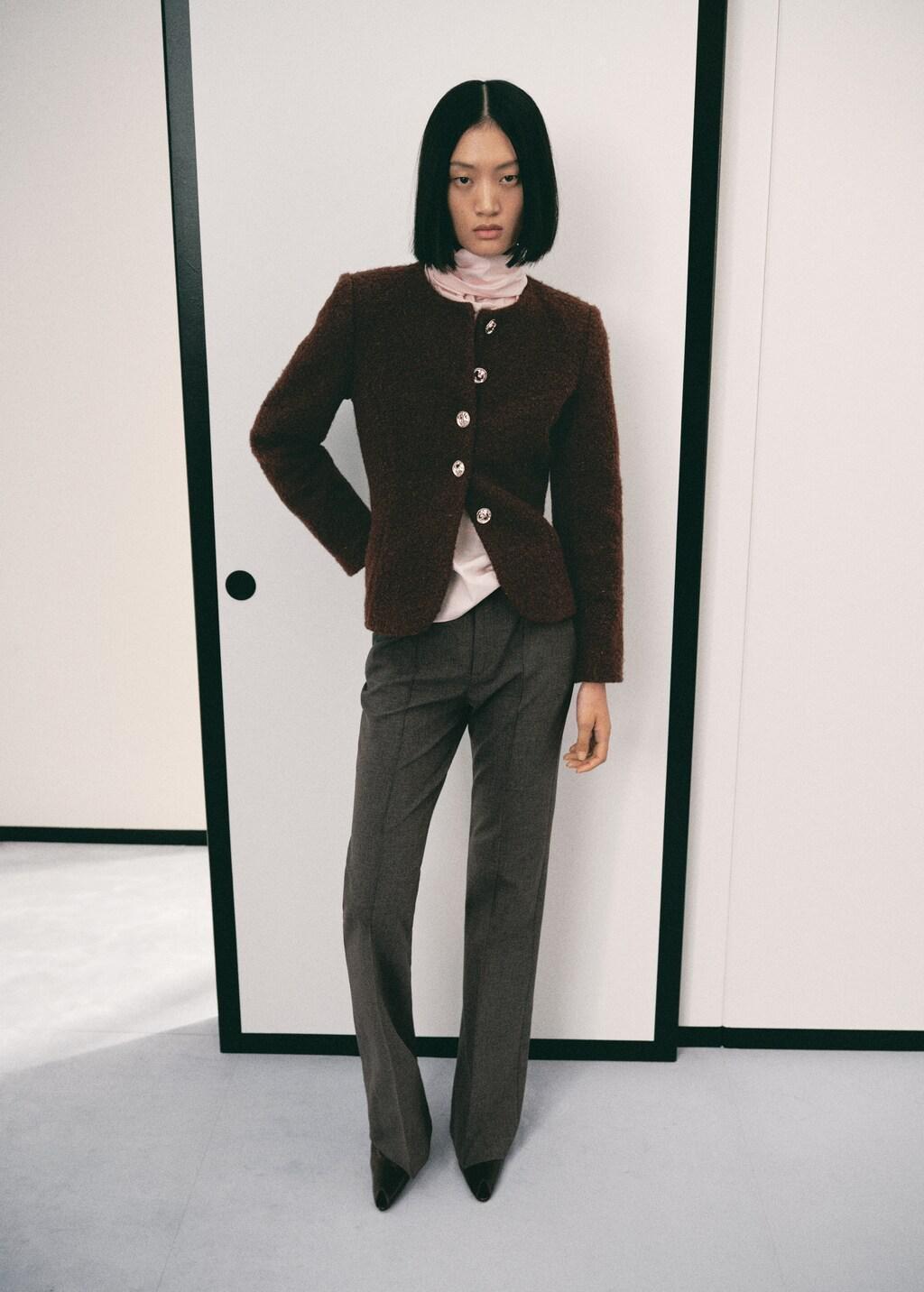 BROWN Boucl&eacute; jacket with jewel buttons, 0201_30, medium