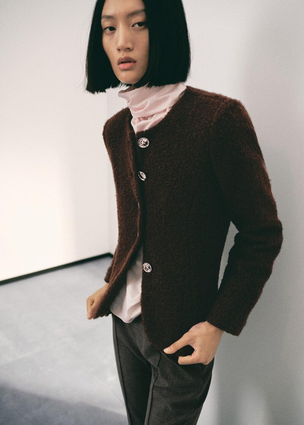 BROWN Boucl&eacute; jacket with jewel buttons, 0201_30, large image number 3