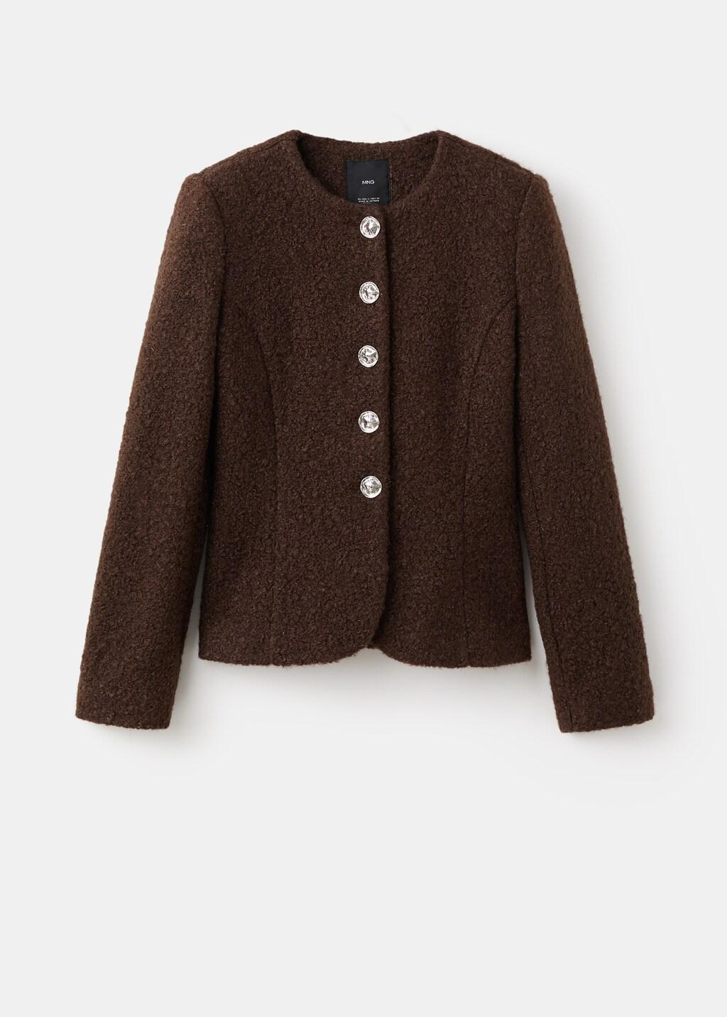 BROWN Boucl&eacute; jacket with jewel buttons, 0201_30, large image number 5