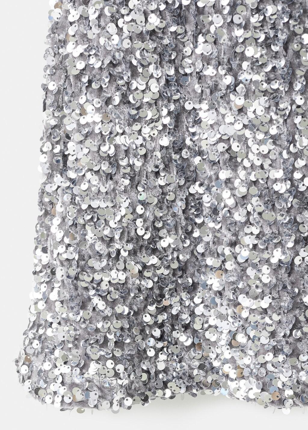 Silver Short Dress With Sequins, Kids Girl, Silver, large image number 0