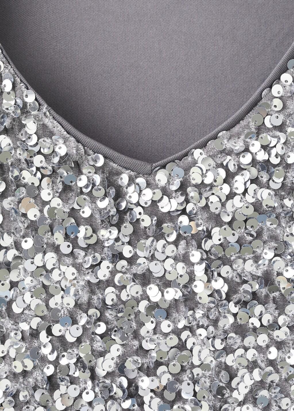 Silver Short Dress With Sequins, Kids Girl, Silver, large image number 2