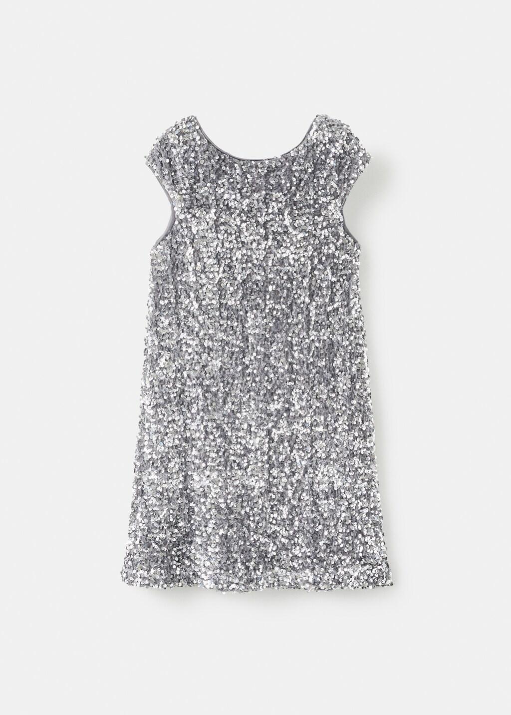 Silver Short Dress With Sequins, Kids Girl, Silver, large image number 3