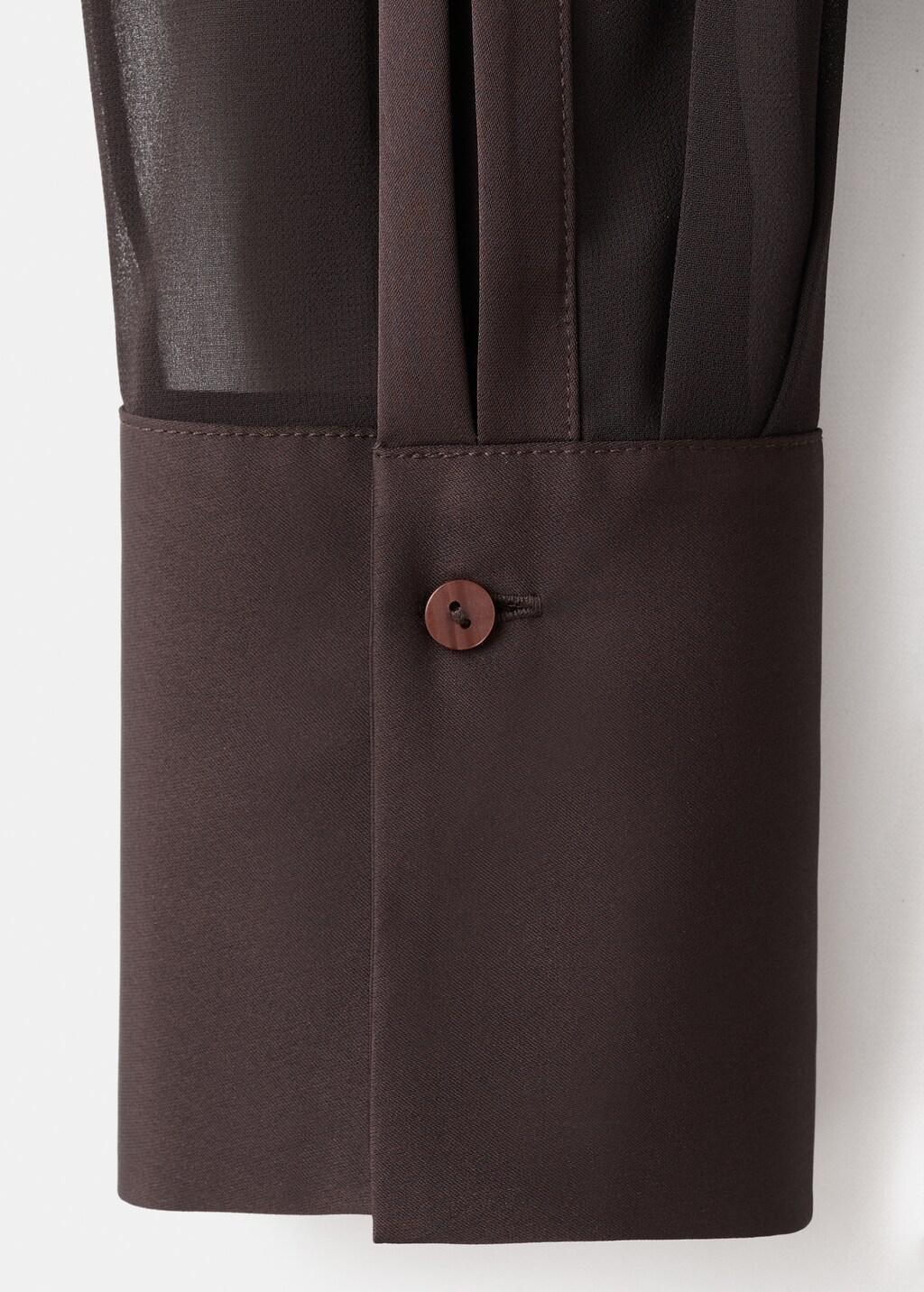 Brown Semi-Transparent Blouse With Patches, Dark Brown, large image number 5