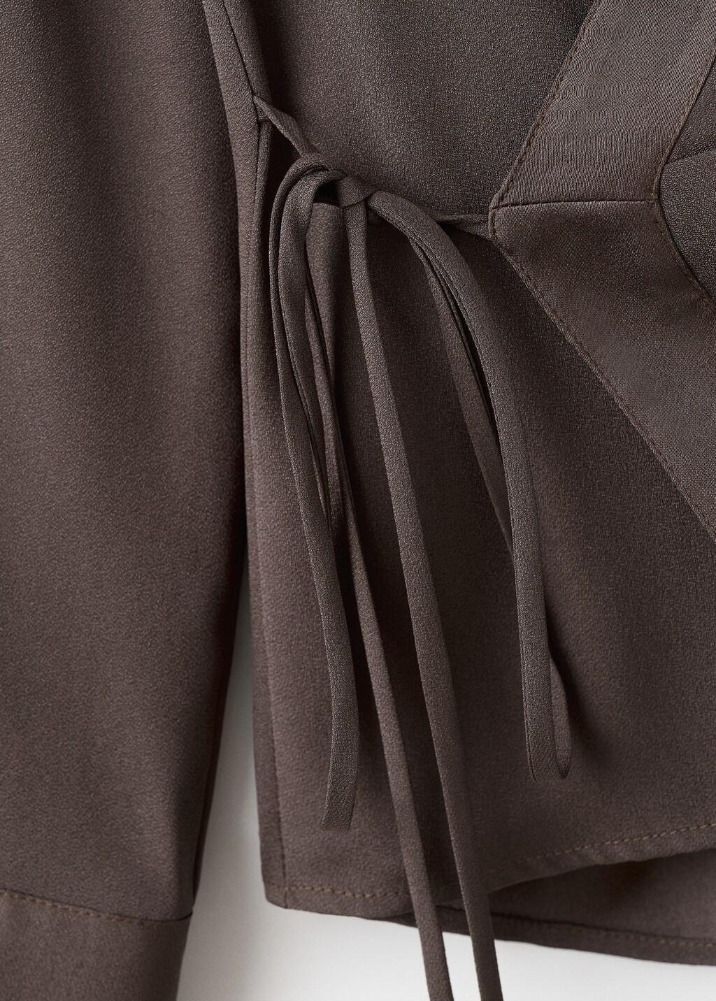Brown Cross-Over Satin Blouse, Medium Brown, large image number 5