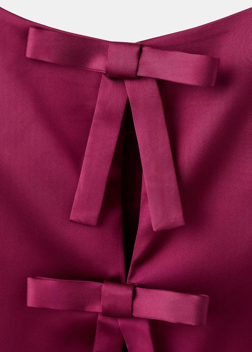 Orange Lt Pastel Satin Top With Bows, Light-Pastel Orange, large image number 4