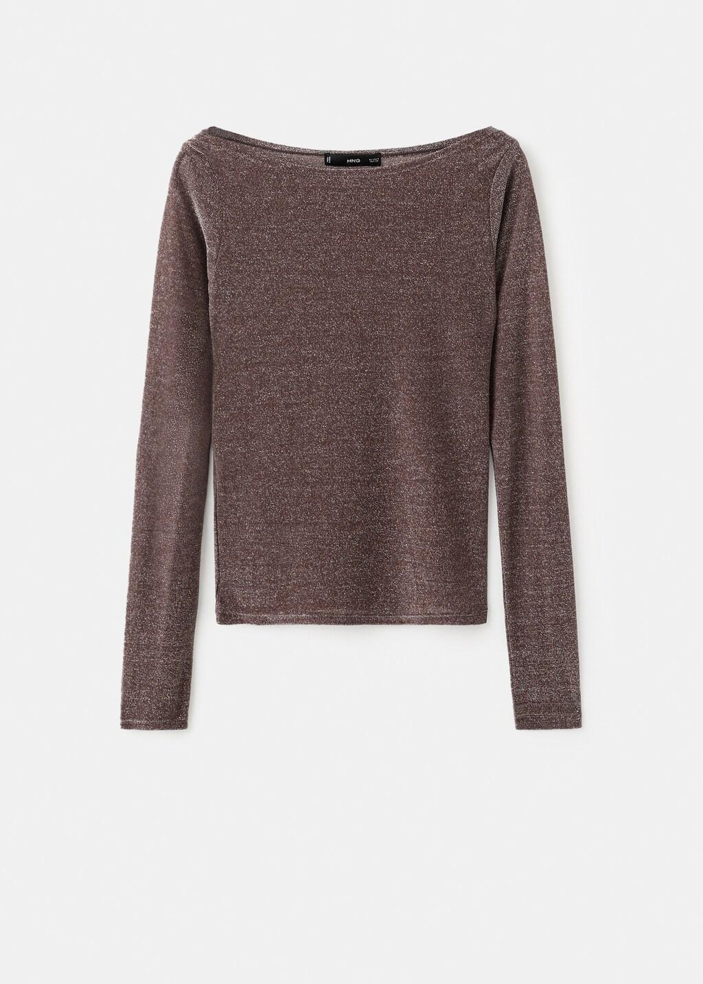 Red Sparkly Boat-Neck Top, Dark Red, large image number 7