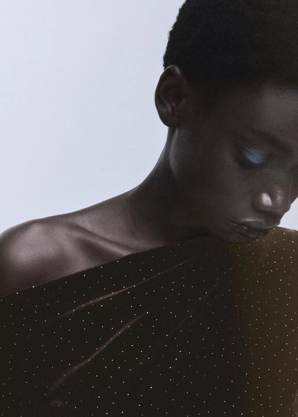 Asymmetrical Velvet Dress With Shiny Details, 0201_30, large image number 4