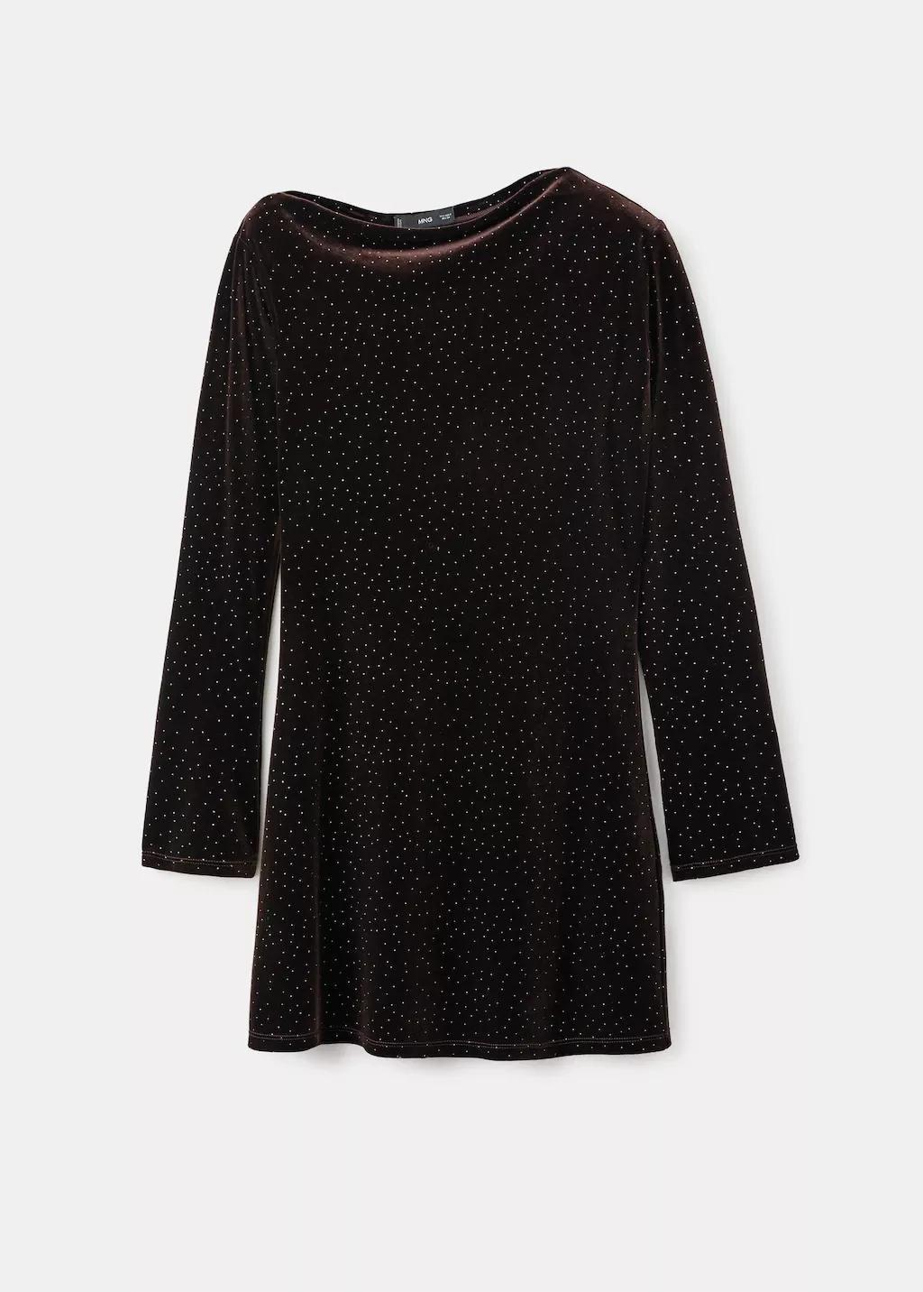 Asymmetrical Velvet Dress With Shiny Details, 0201_30, large image number 6