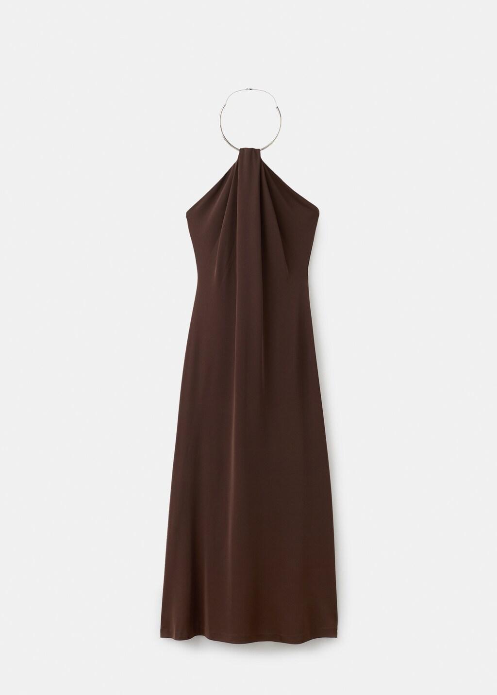 Brown Choker Neck Dress, 0201_30, large image number 6