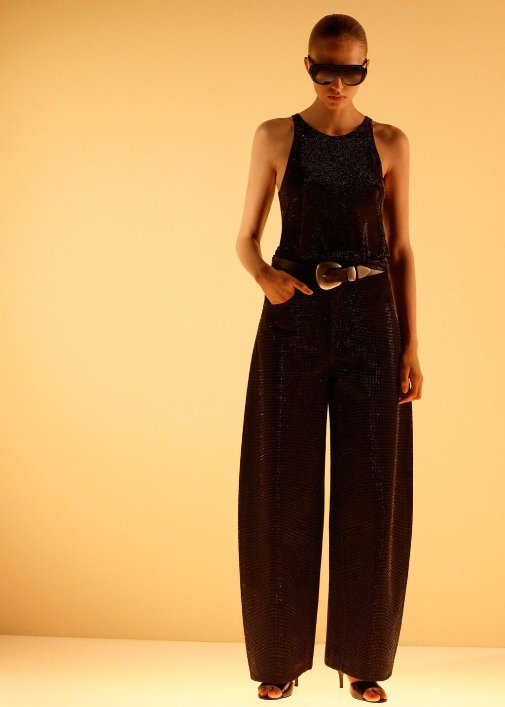 Open Grey Balloon Jeans With Rhinestones, 0201_TN, large image number 2