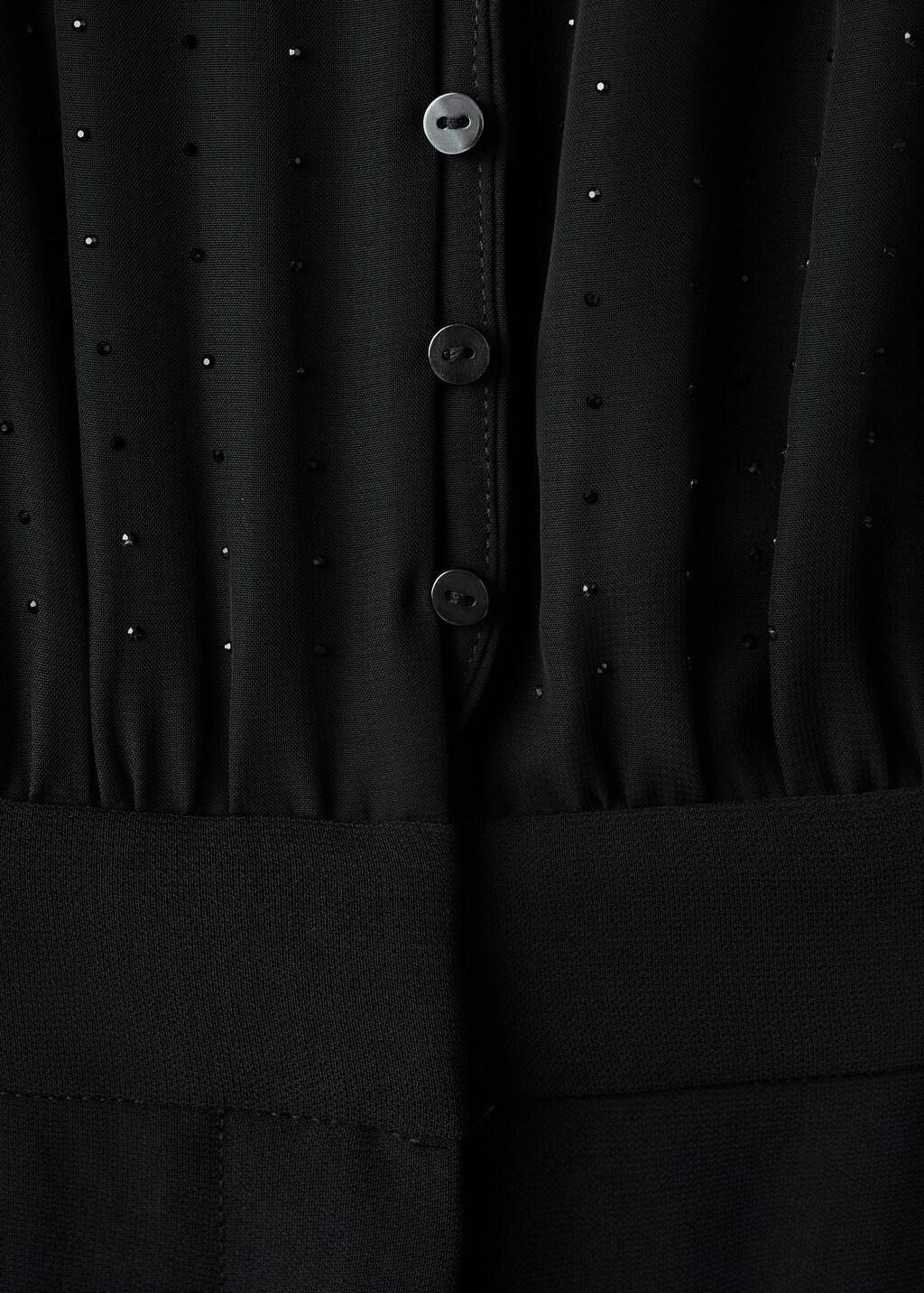 Black Combined Jumpsuit With Scarf And Rhinestones, Black, large image number 5