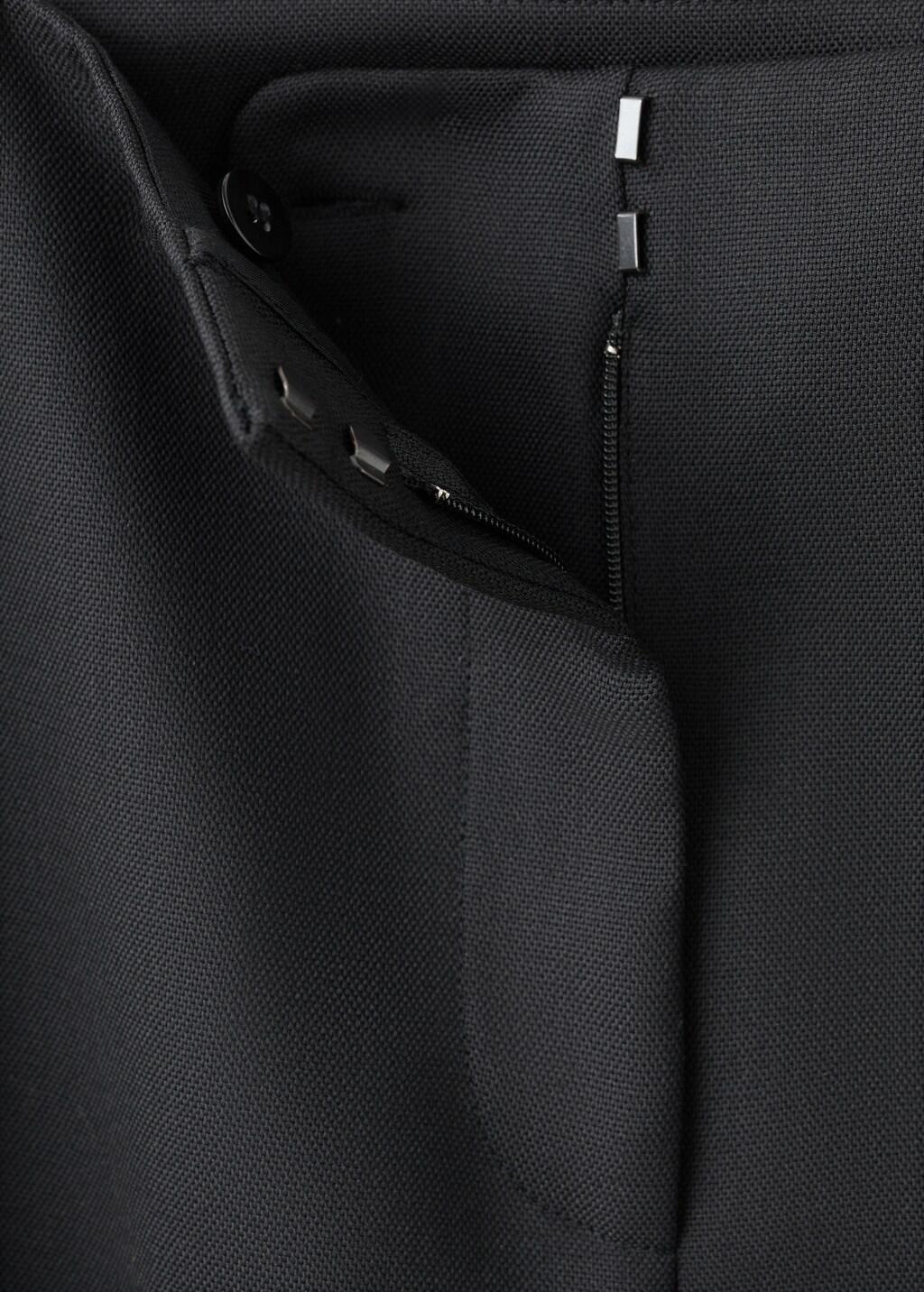 Black Wool-Blend Suit Trousers, Black, large image number 4