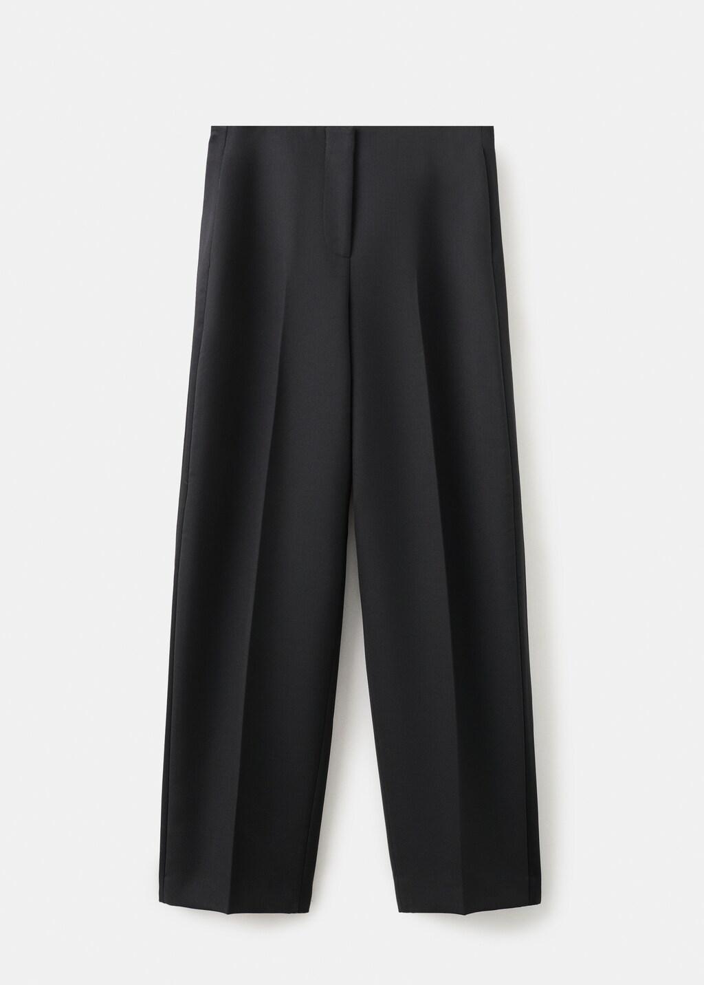 Black Wool-Blend Suit Trousers, Black, large image number 5