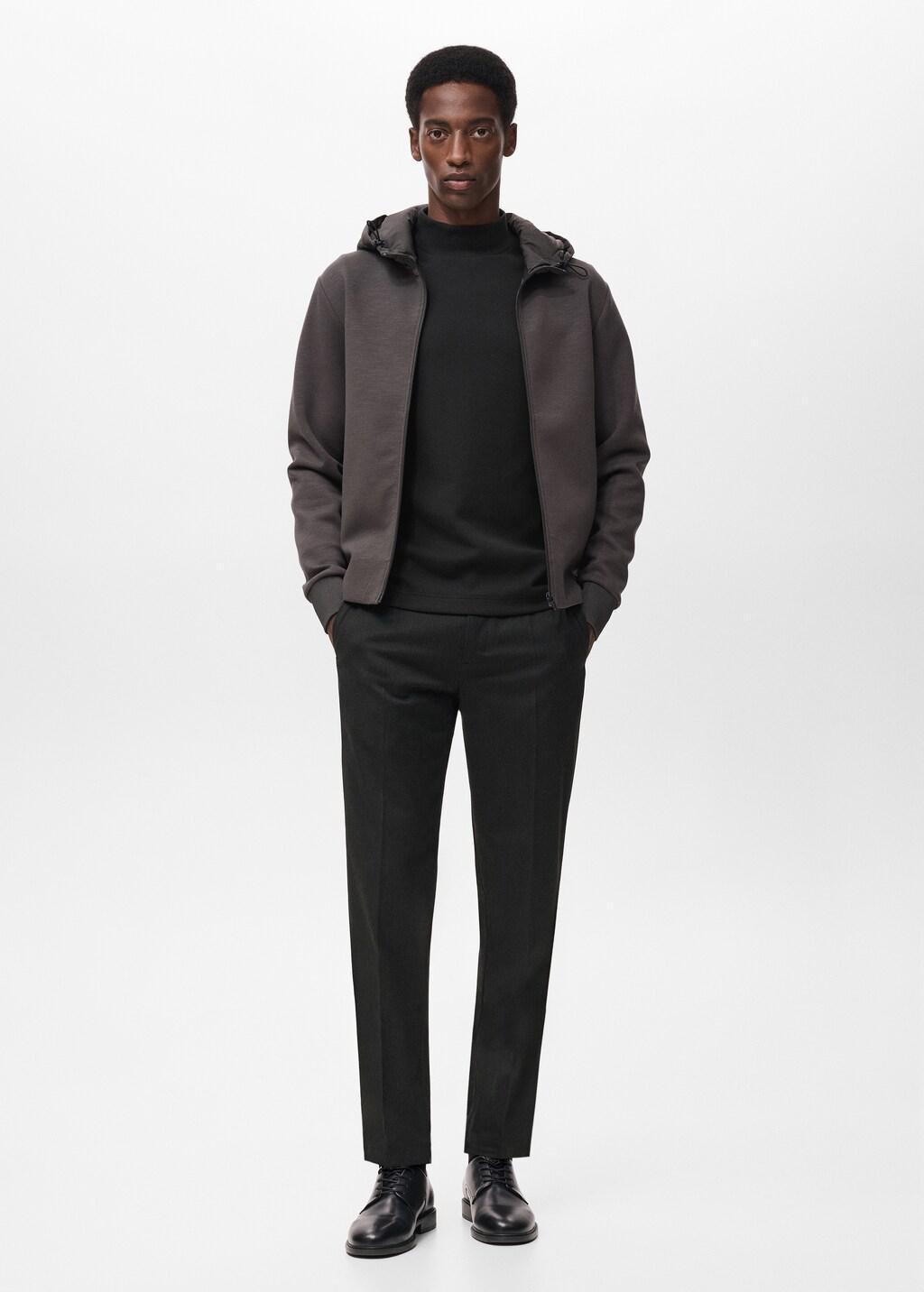 Grey Slim-Fit Thermolite Flannel Trousers, Dark Grey, medium