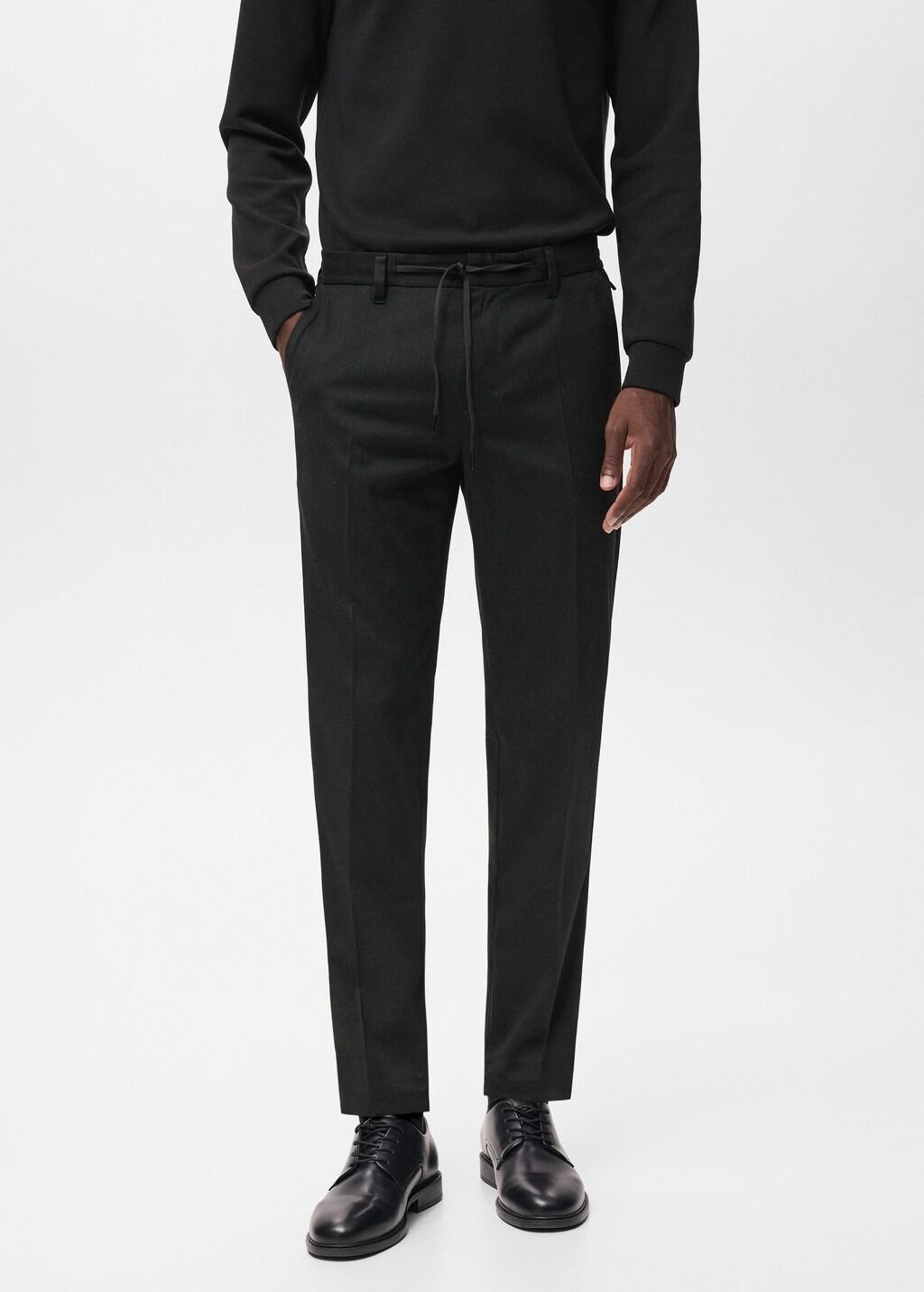 Grey Slim-Fit Thermolite Flannel Trousers, Dark Grey, large image number 3