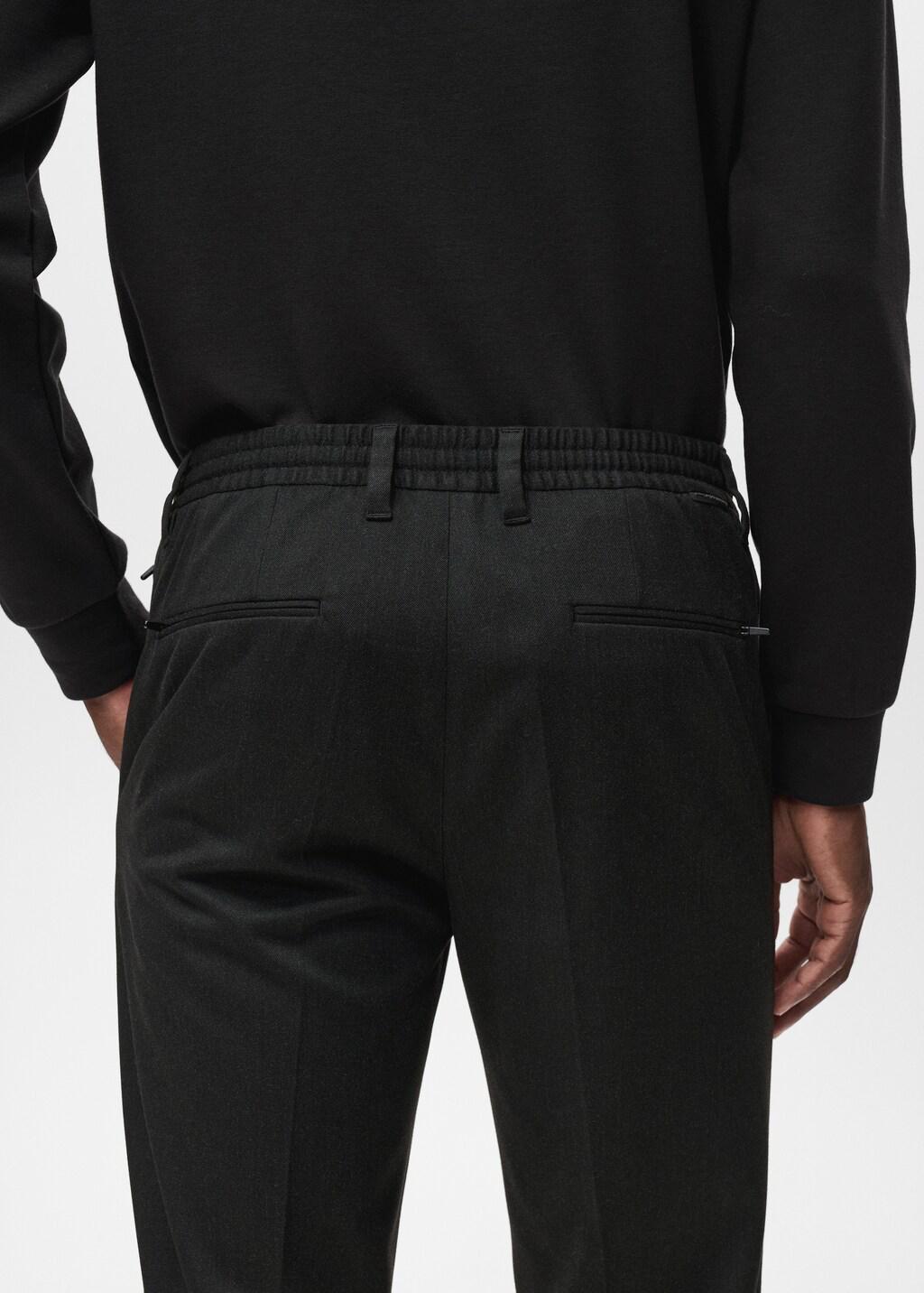 Grey Slim-Fit Thermolite Flannel Trousers, Dark Grey, large image number 6