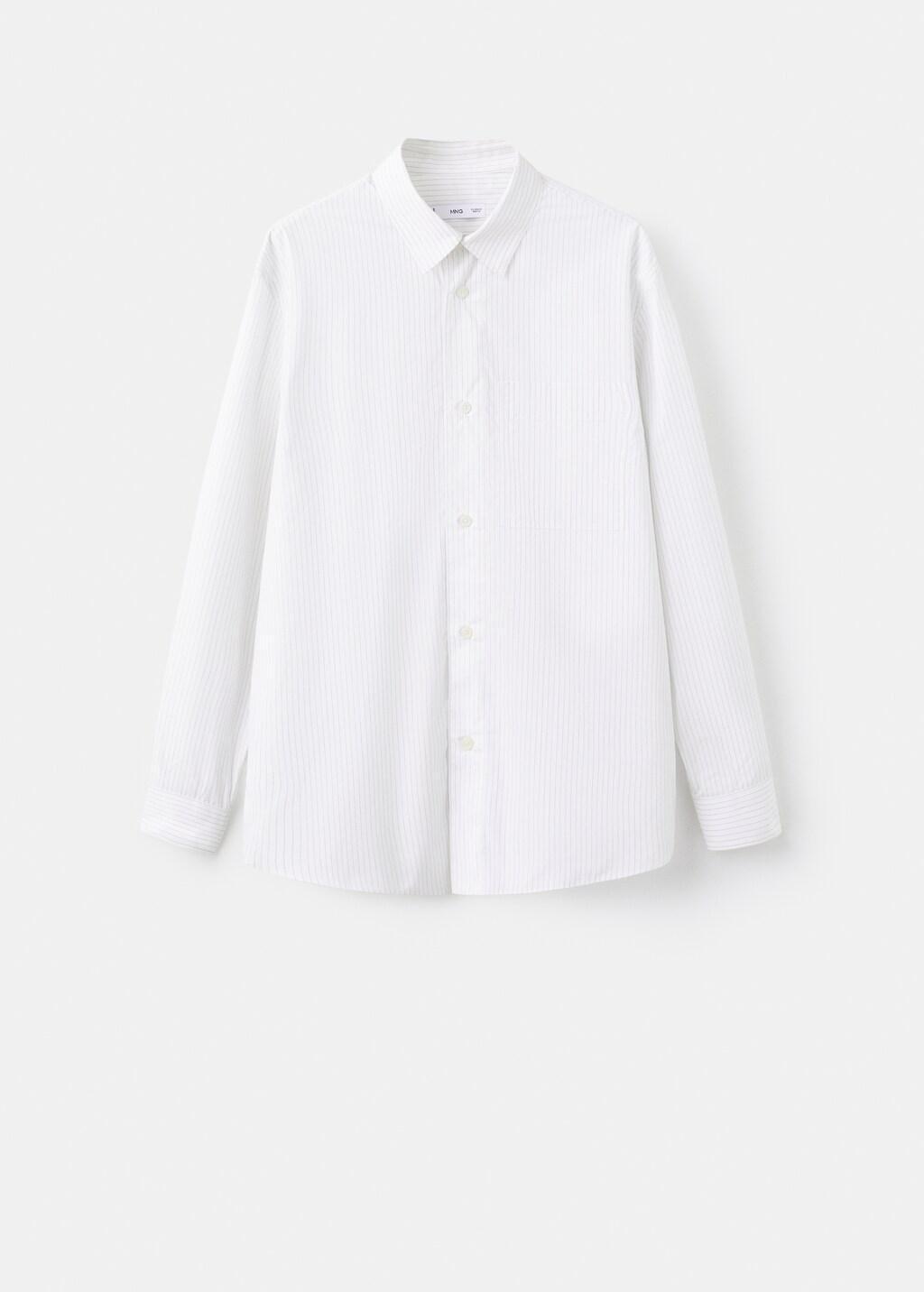 White Cotton Striped Relaxed-Fit Shirt, White, large image number 6