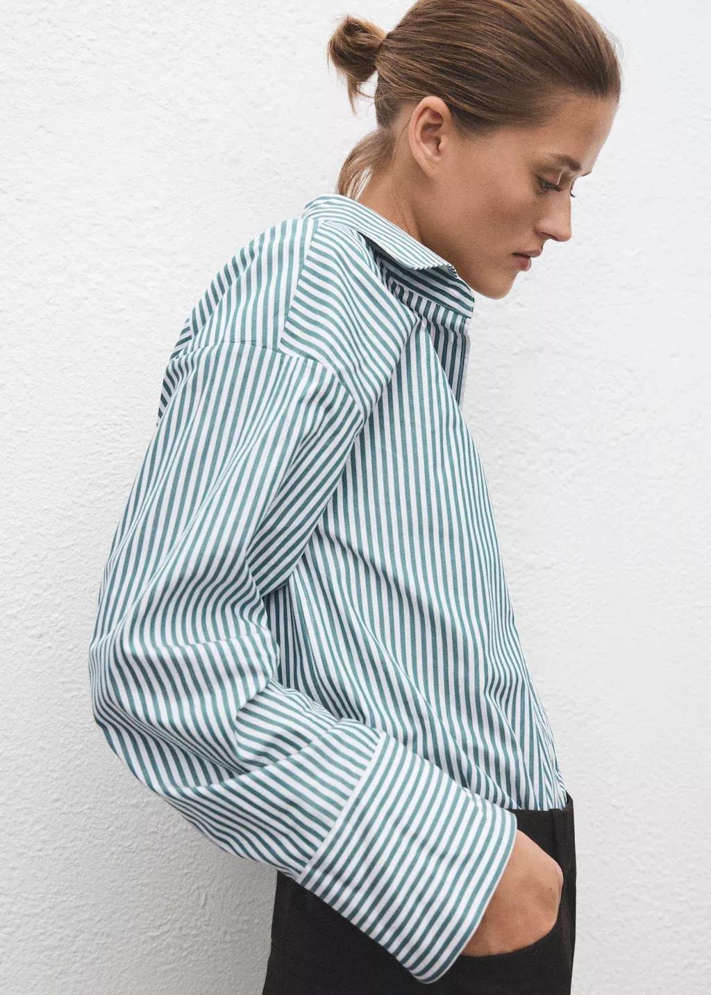 Green Oversize Striped Shirt, Green, large image number 3